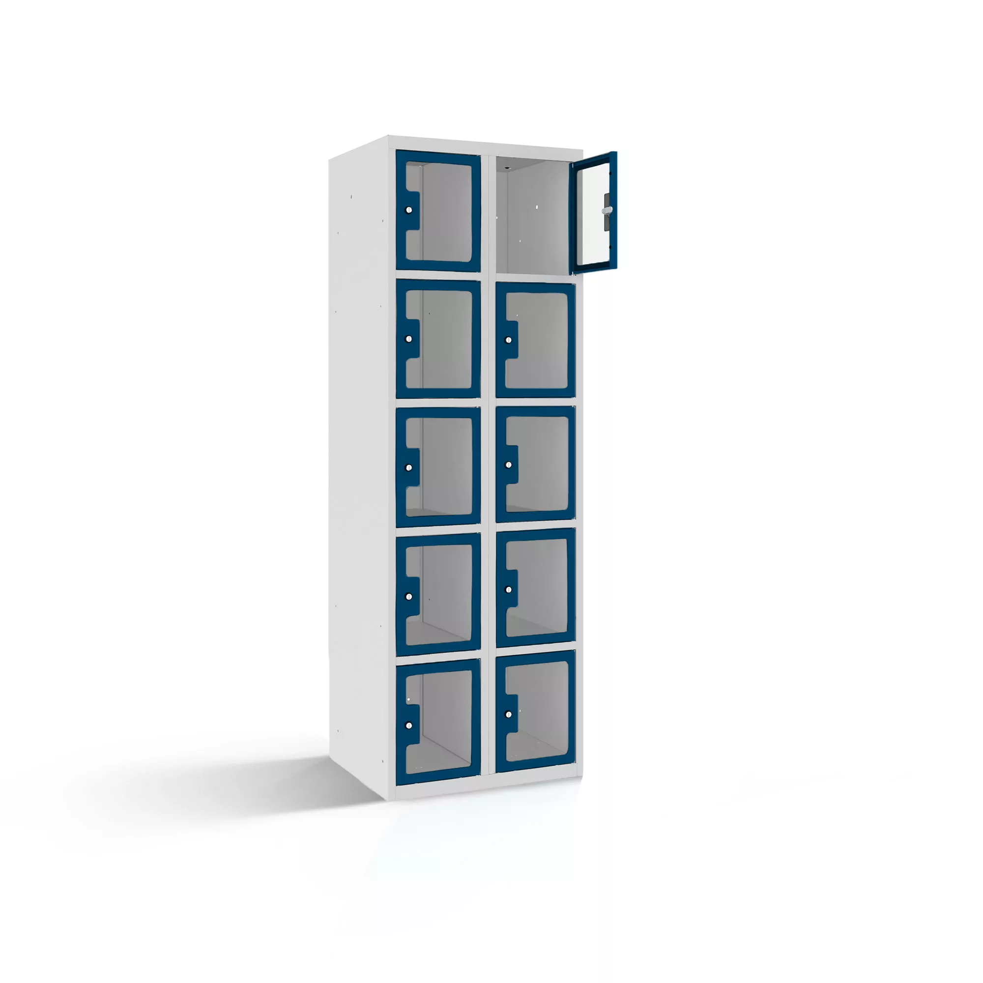 Compartment cabinet with plexiglass doors 10 compartments width 60 cm