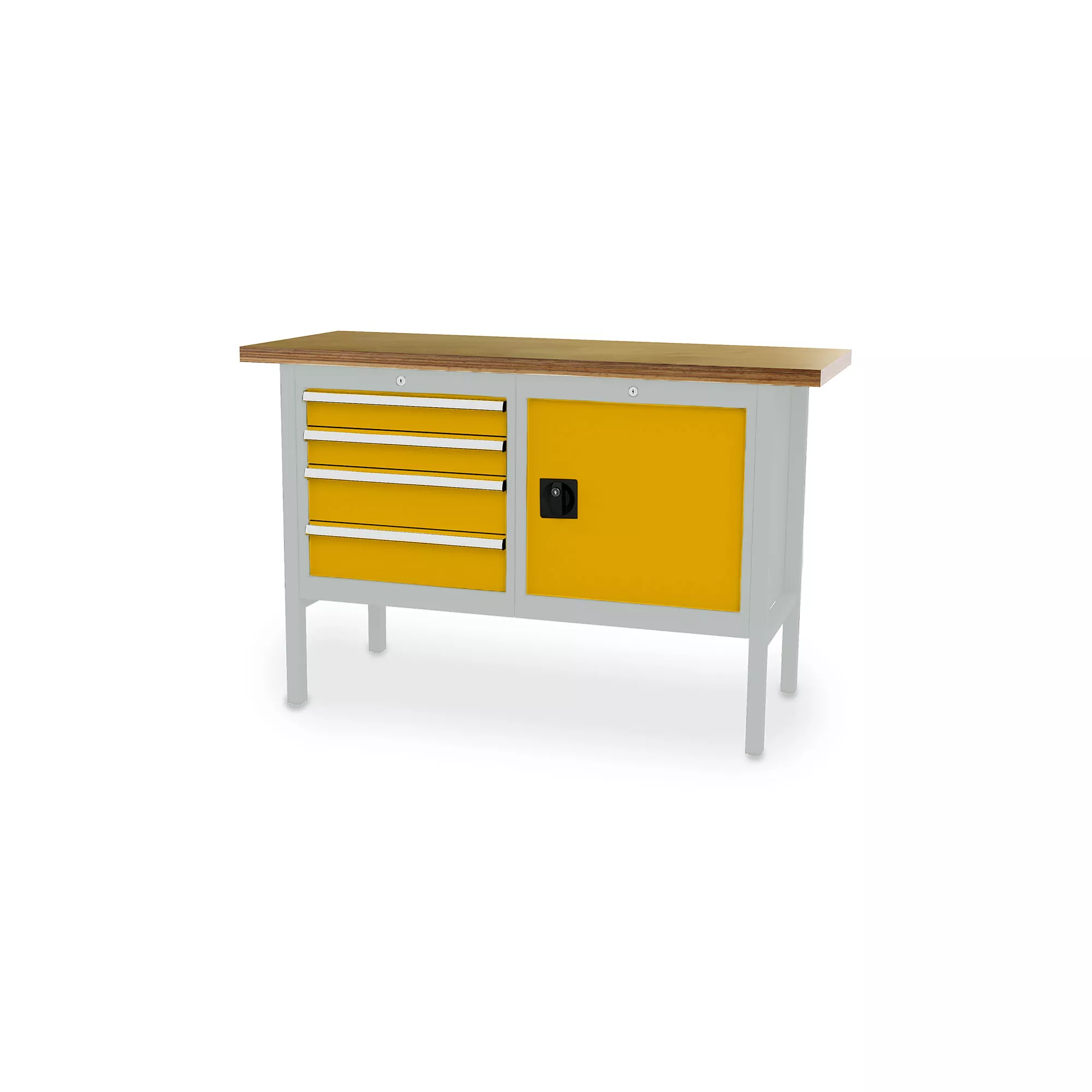 Établi professionnel - 4 tiroirs et compartiment verrouillable - 1500 x 600 x 960 mm (L x P x H)