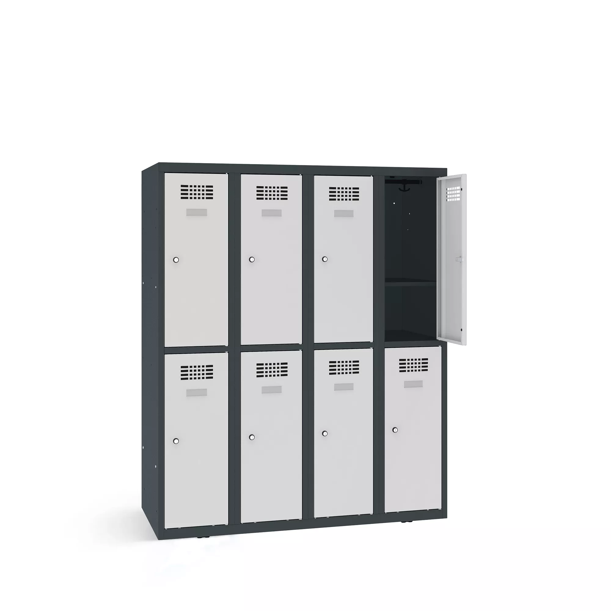 Demi-vestiaire bi-place 8 compartiments - 120 cm de largeur