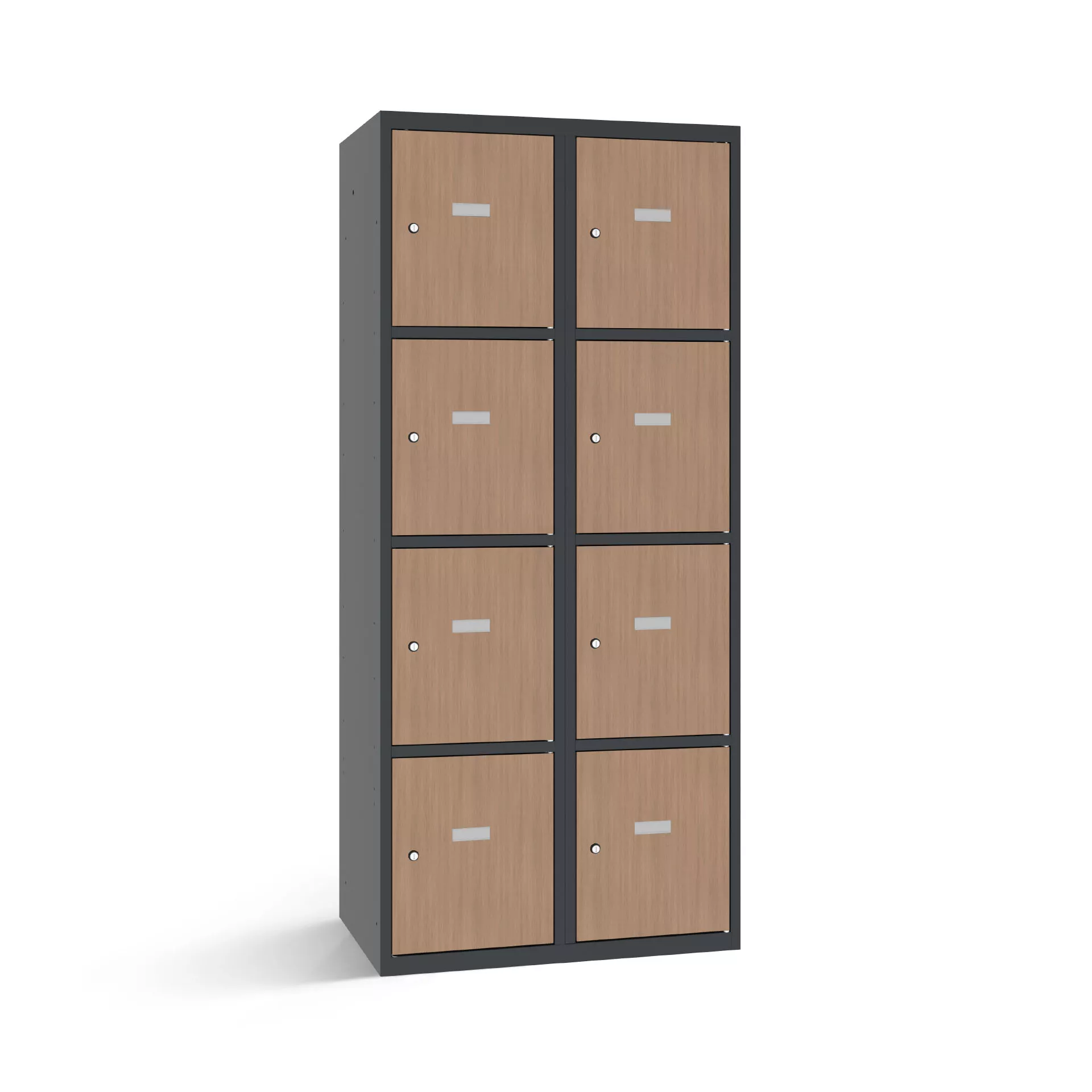 Vestiaire multicase avec 8 portes aspect bois – largeur 80 cm