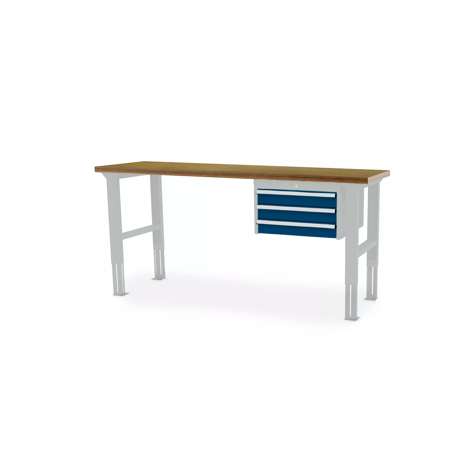 Workshop workbench - ergonomic height-adjustable - 3 drawers - 2000 x 600 x 760-1060 mm