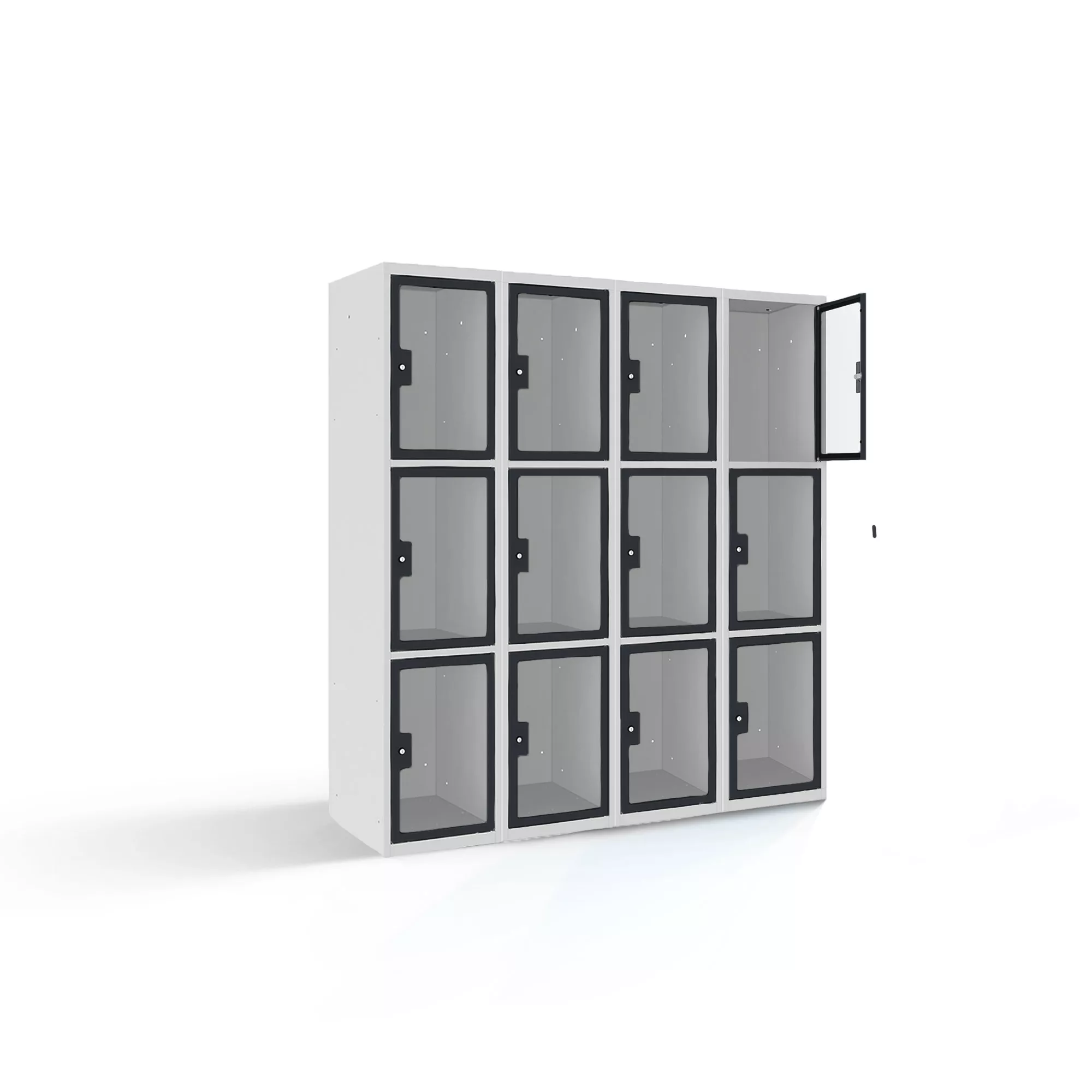 Compartment cabinet with plexiglass doors 12 compartments width 120 cm