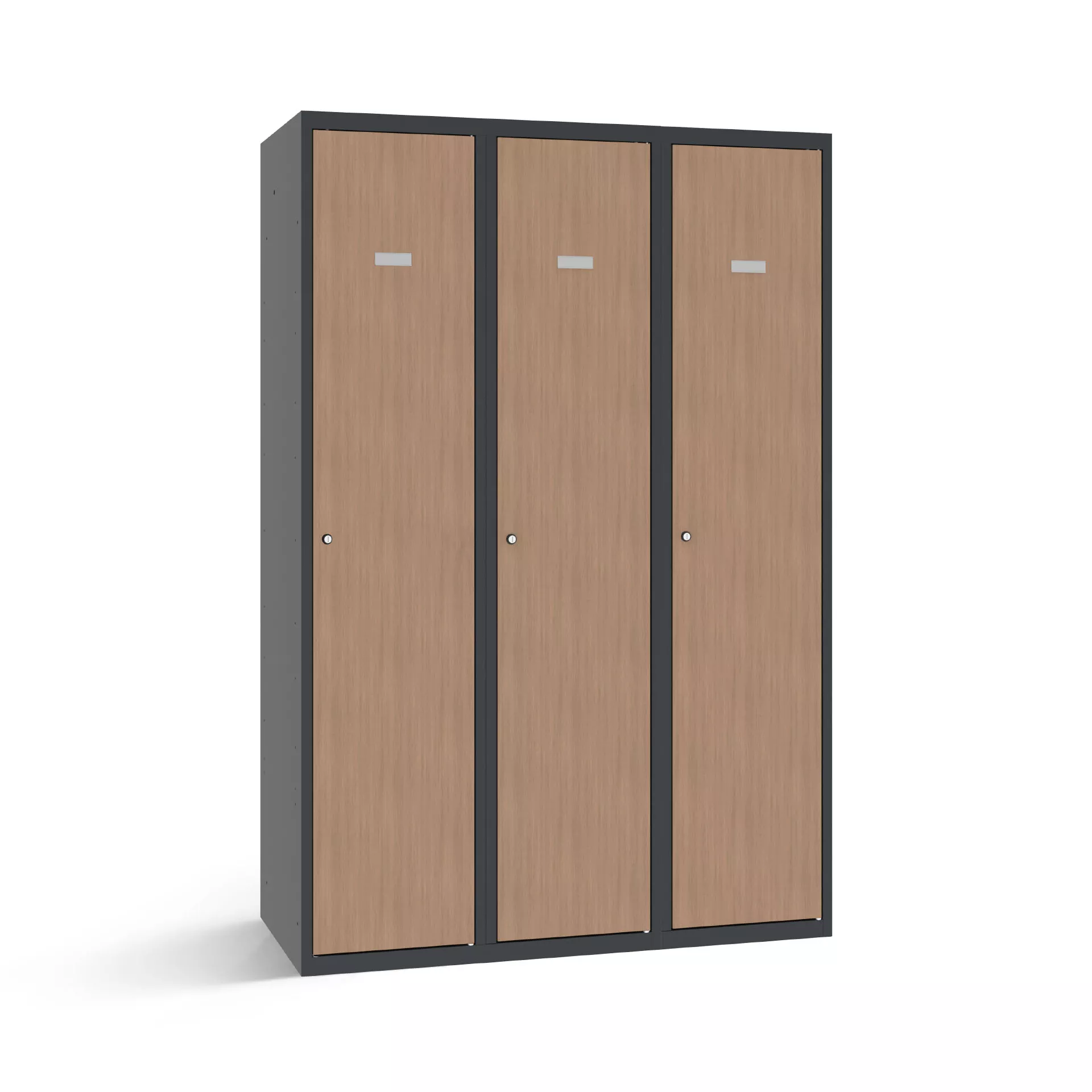 Vestiaire industrie sale 3 portes avec portes aspects bois - largeur 120 cm