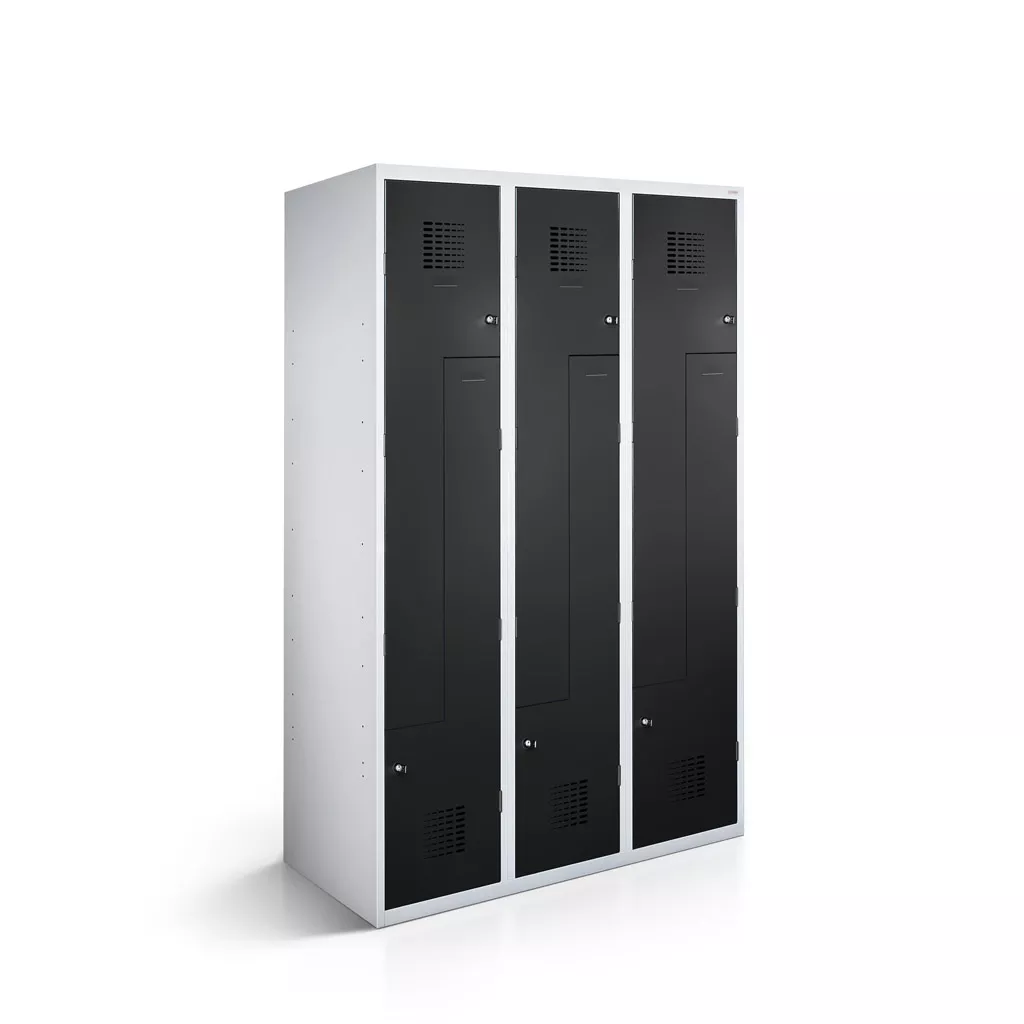 Vestiaire en L métallique - 6 portes - 120 cm de largeur