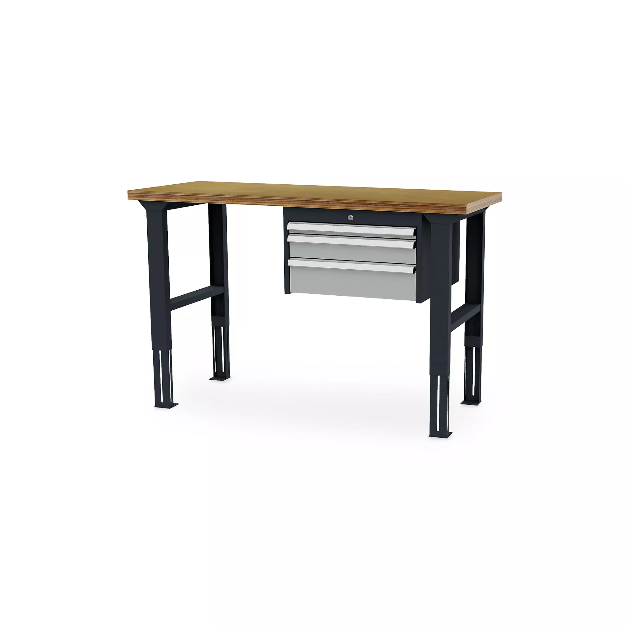 Workshop workbench - ergonomic height-adjustable - 3 drawers - 1500 x 600 x 760-1060 mm Workshop workbench - ergonomic height-adjustable - 3 drawers - 1500 x 600 x 760-1060 mm