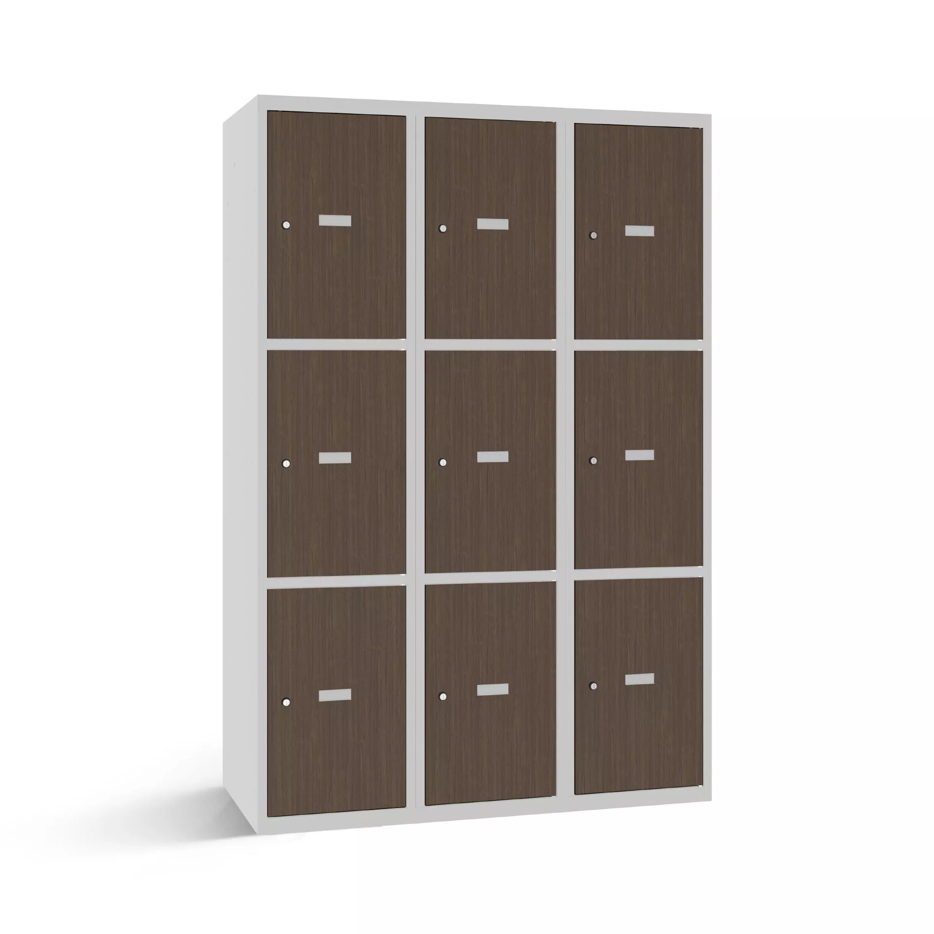 Vestiaire multicase avec 9 portes aspect bois – largeur 120 cm
