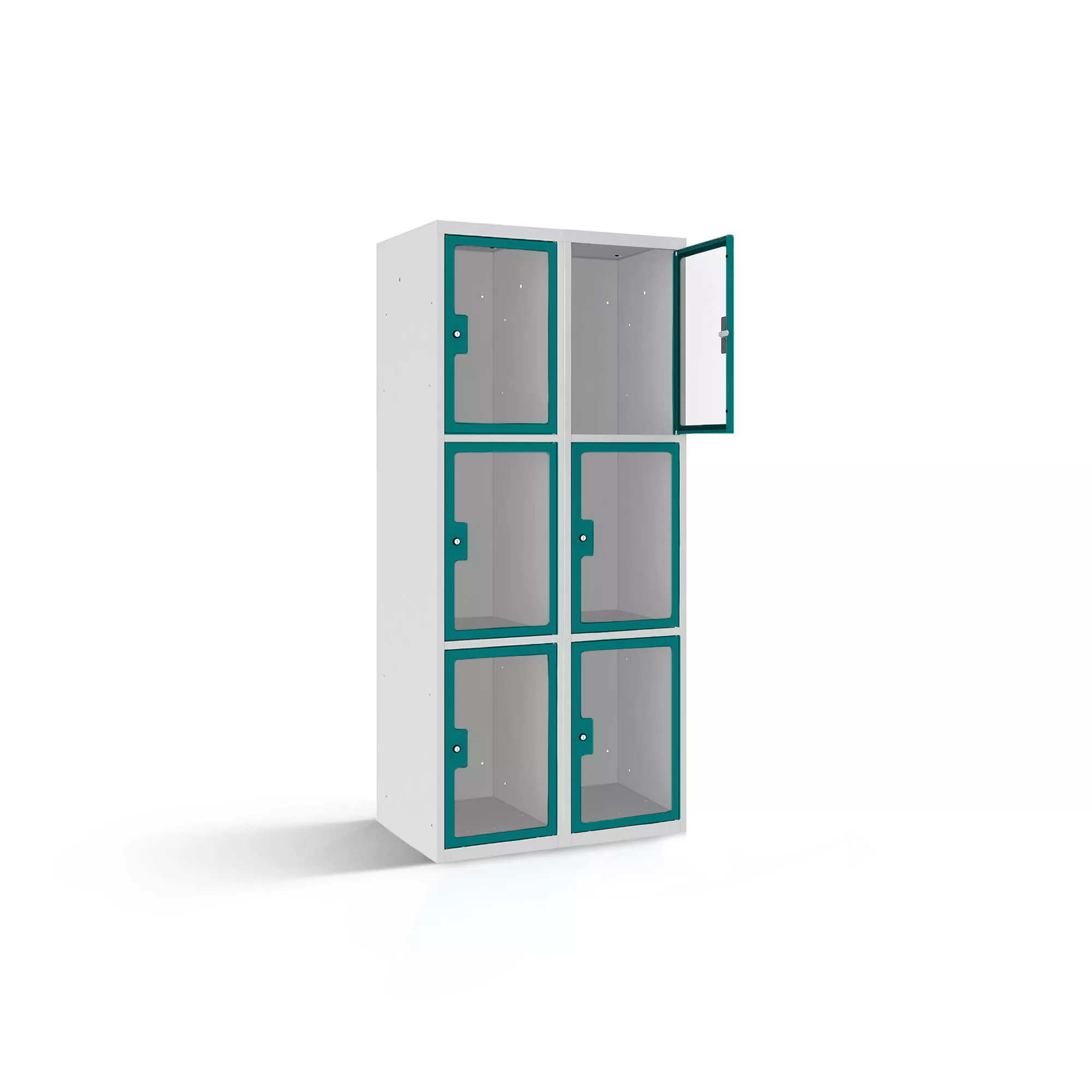 Compartment cabinet with plexiglass doors 6 compartments width 80 cm