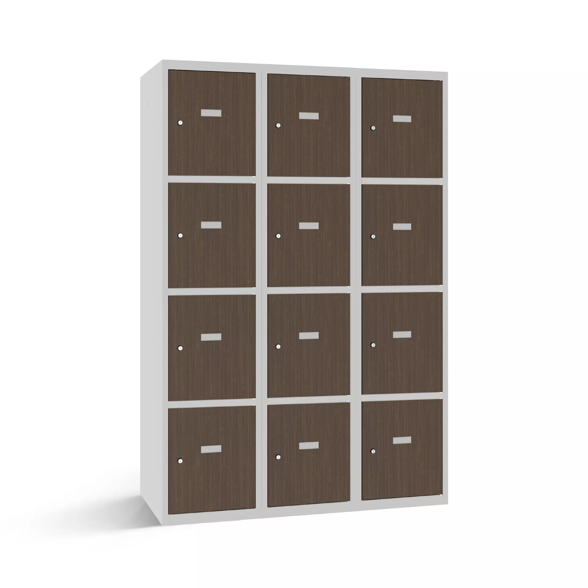 Vestiaire multicase avec 12 portes aspect bois – largeur 120 cm