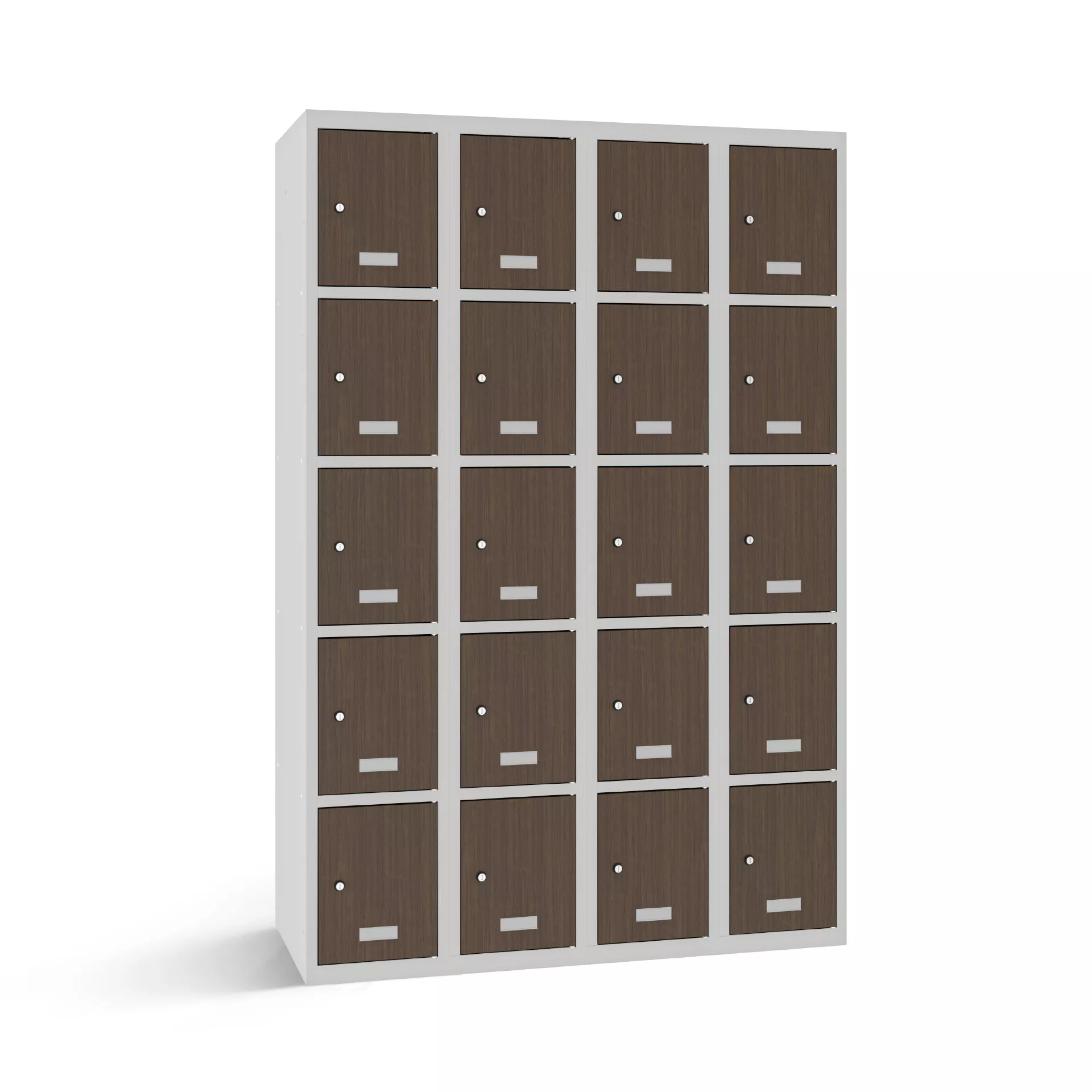 Vestiaire multicase avec 20 portes aspect bois – largeur 120 cm