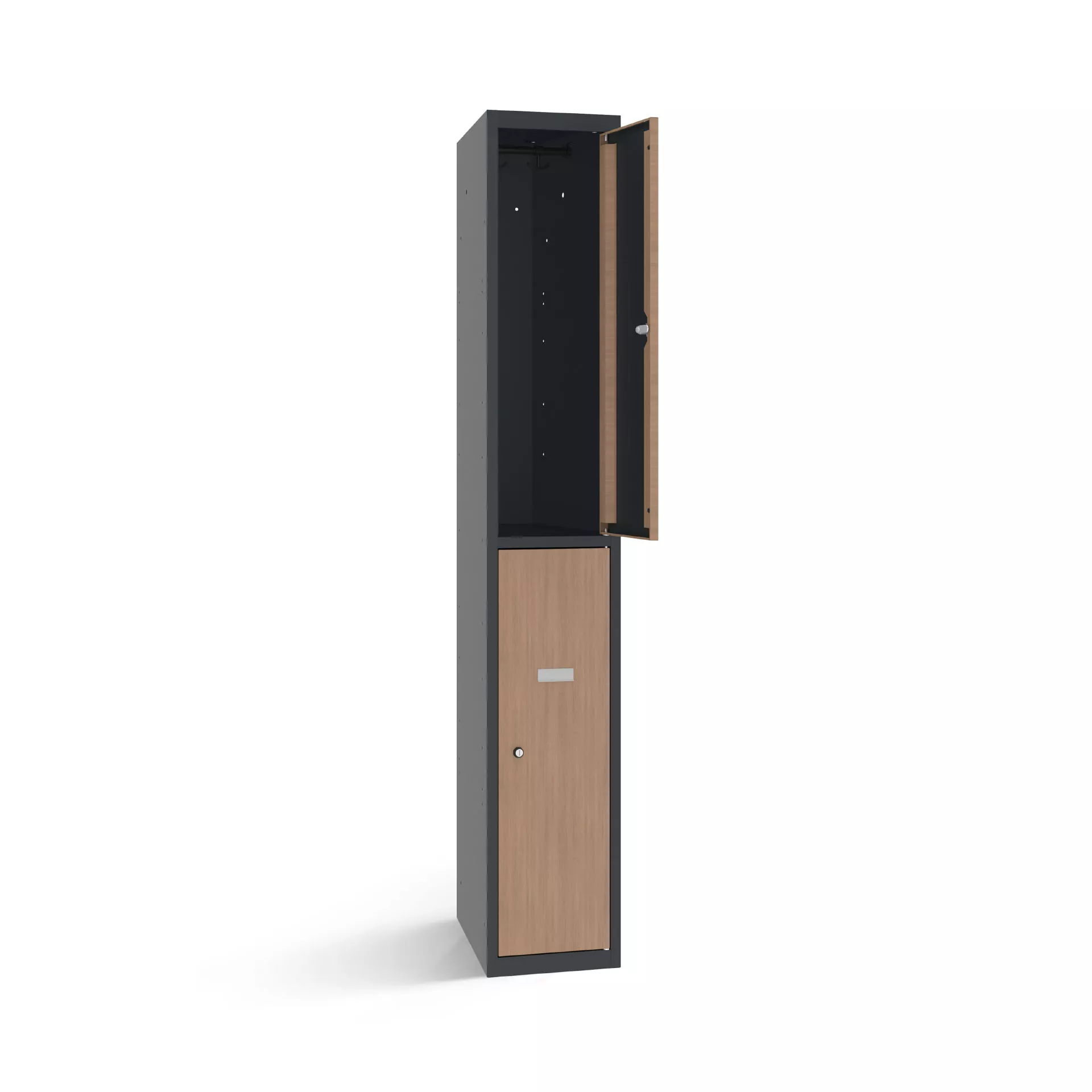 Vestiaire biplace avec 2 portes aspect bois – largeur 30 cm