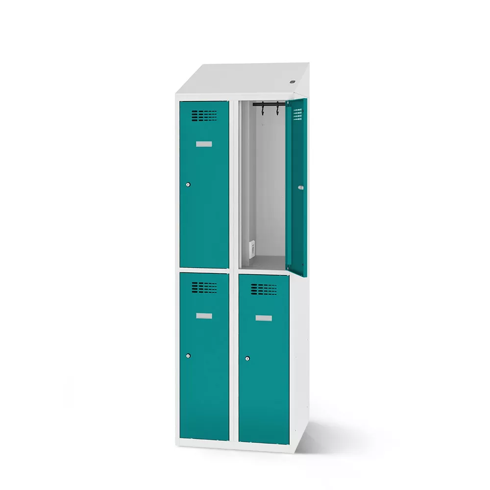 Vestiaire métallique 4 portes - avec fonction de recharge - 60 cm de largeur