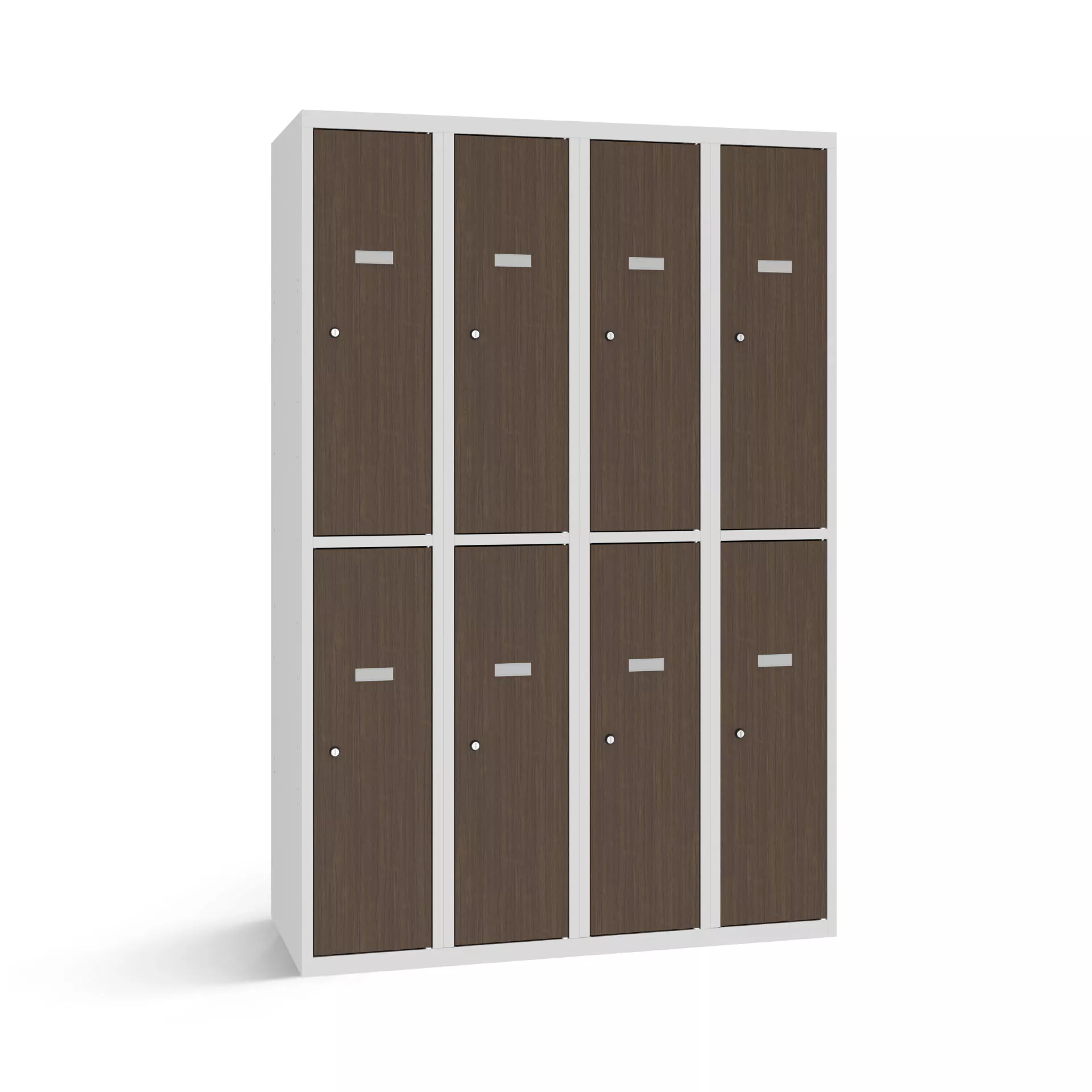 Vestiaire biplace avec 8 portes aspect bois – largeur 120 cm