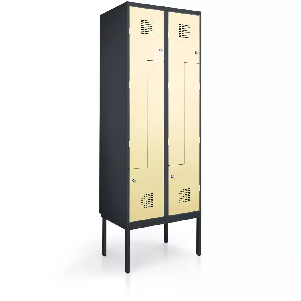 Vestiaire en L métallique - 4 portes - 80 cm de largeur