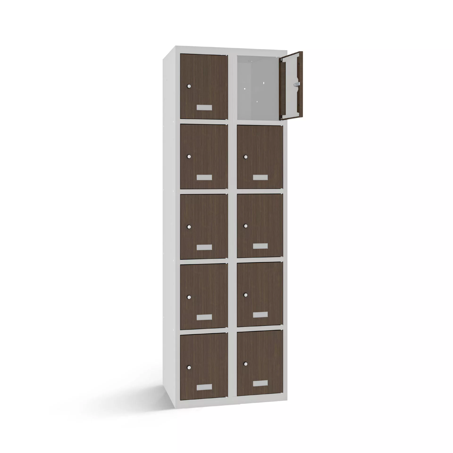 Vestiaire multicase avec 10 portes aspect bois – largeur 60 cm