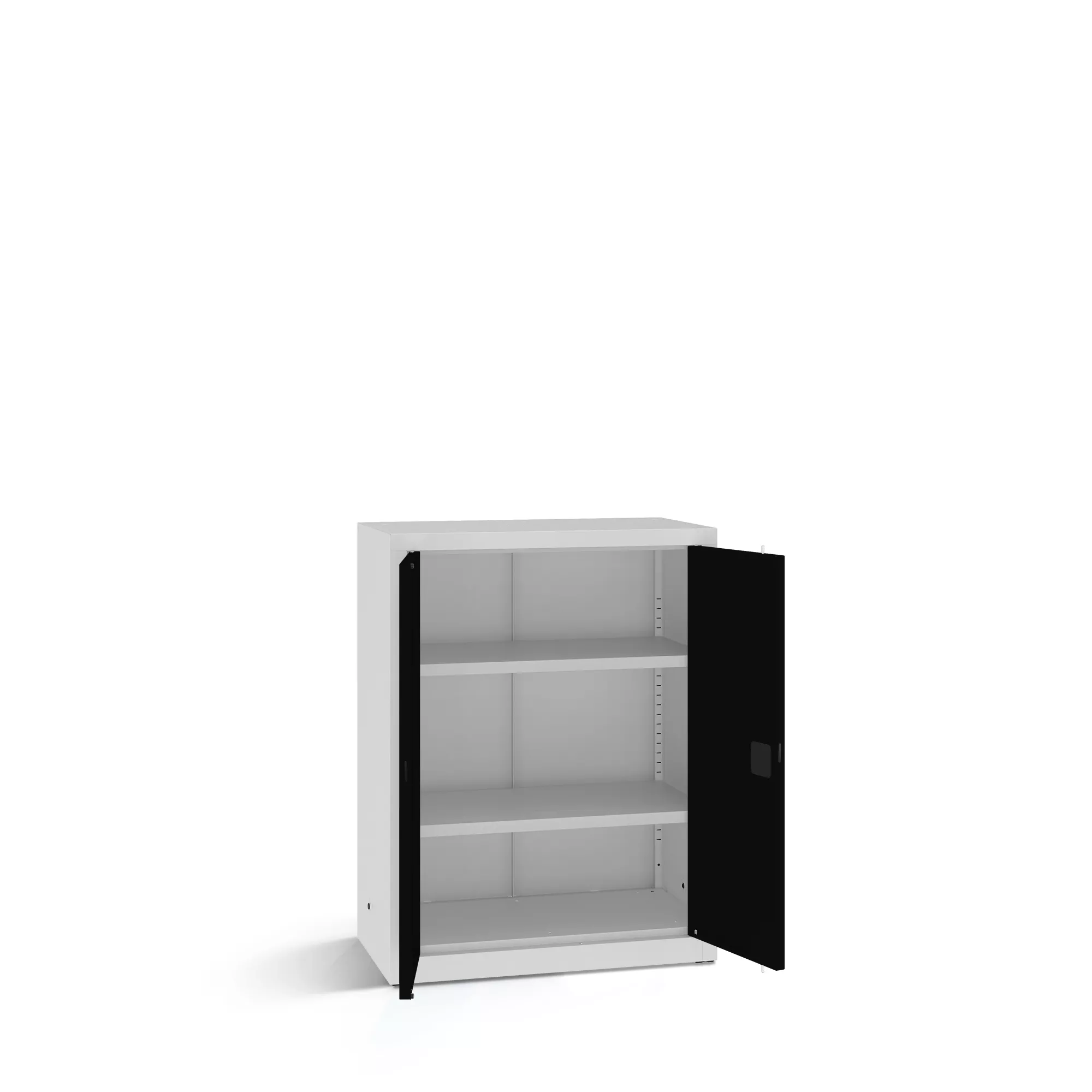 Low metal cabinet with shelves - 80 cm wide