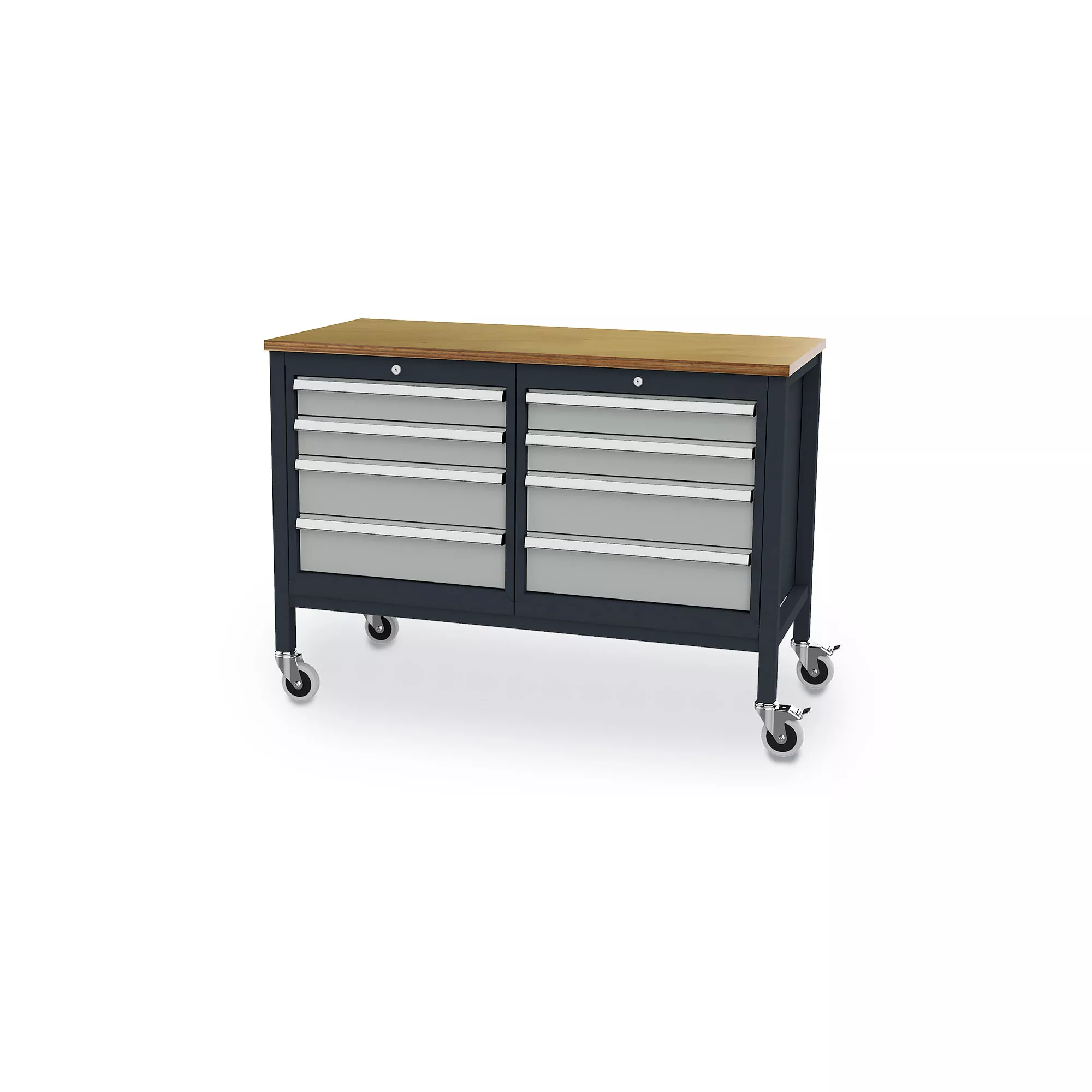 Mobile workbench - 8 drawers - 1300 x 600 x 960 mm (W x D x H)