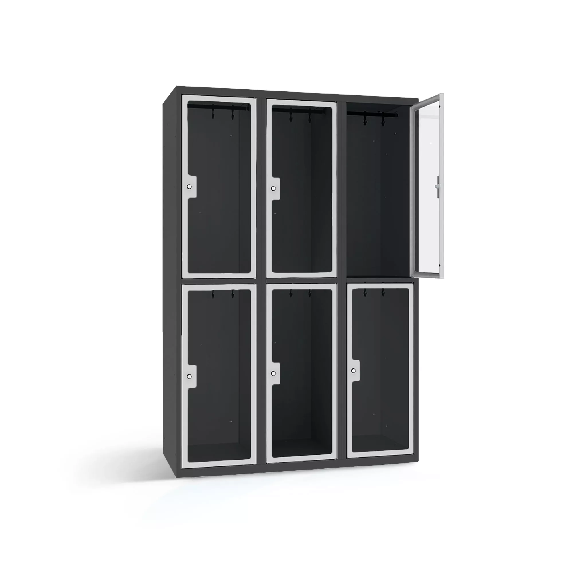 Vestiaire métallique 6 portes en plexiglas - 120 cm de largeur