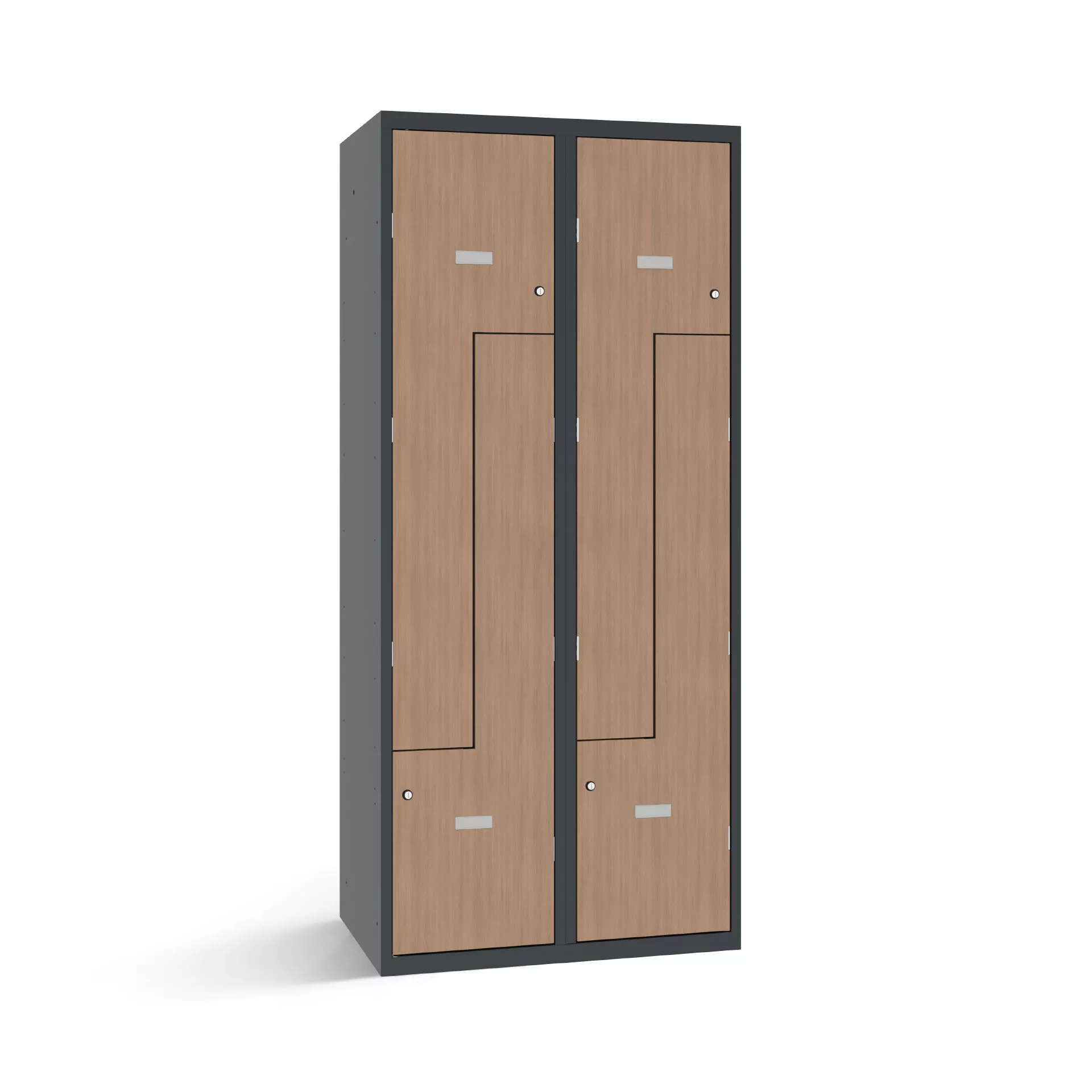 Vestiaire en L avec 4 portes aspect bois - largeur 80 cm