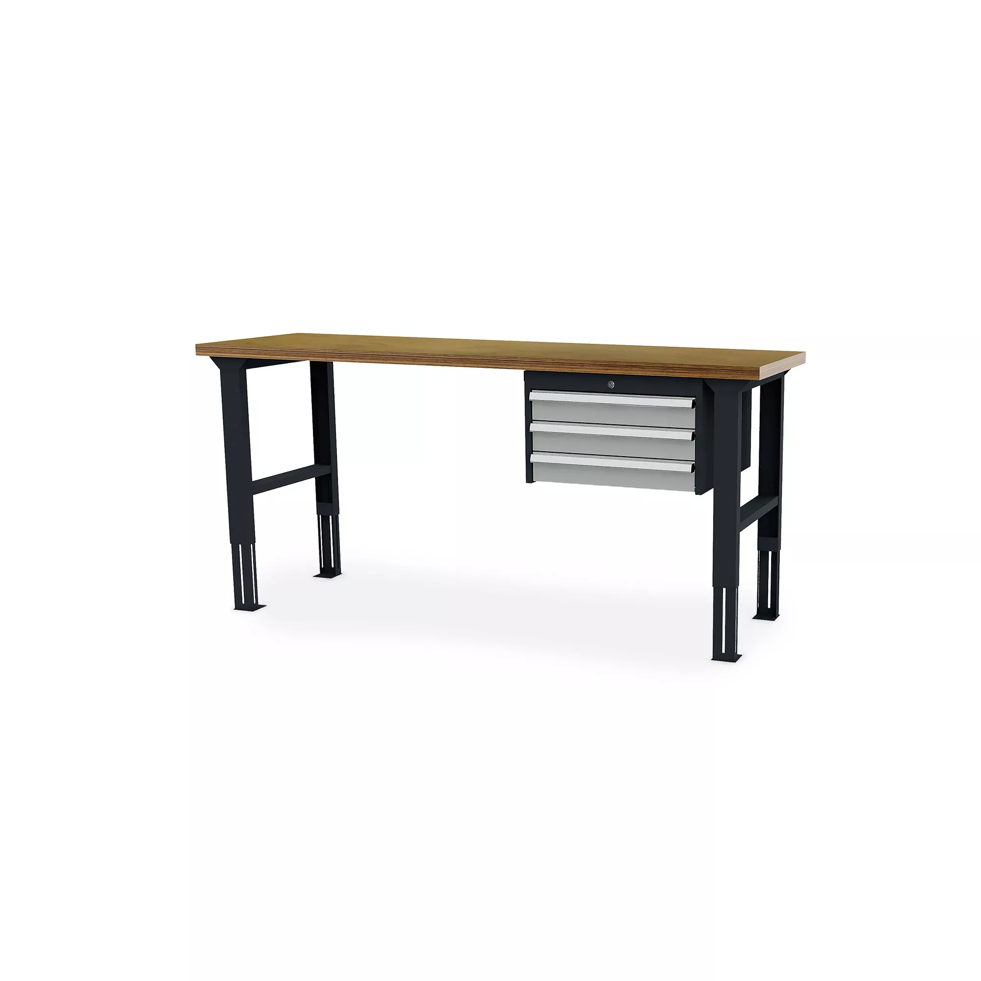 Workshop workbench - ergonomic height-adjustable - 3 drawers - 2000 x 600 x 760-1060 mm Workshop workbench - ergonomic height-adjustable - 3 drawers - 2000 x 600 x 760-1060 mm