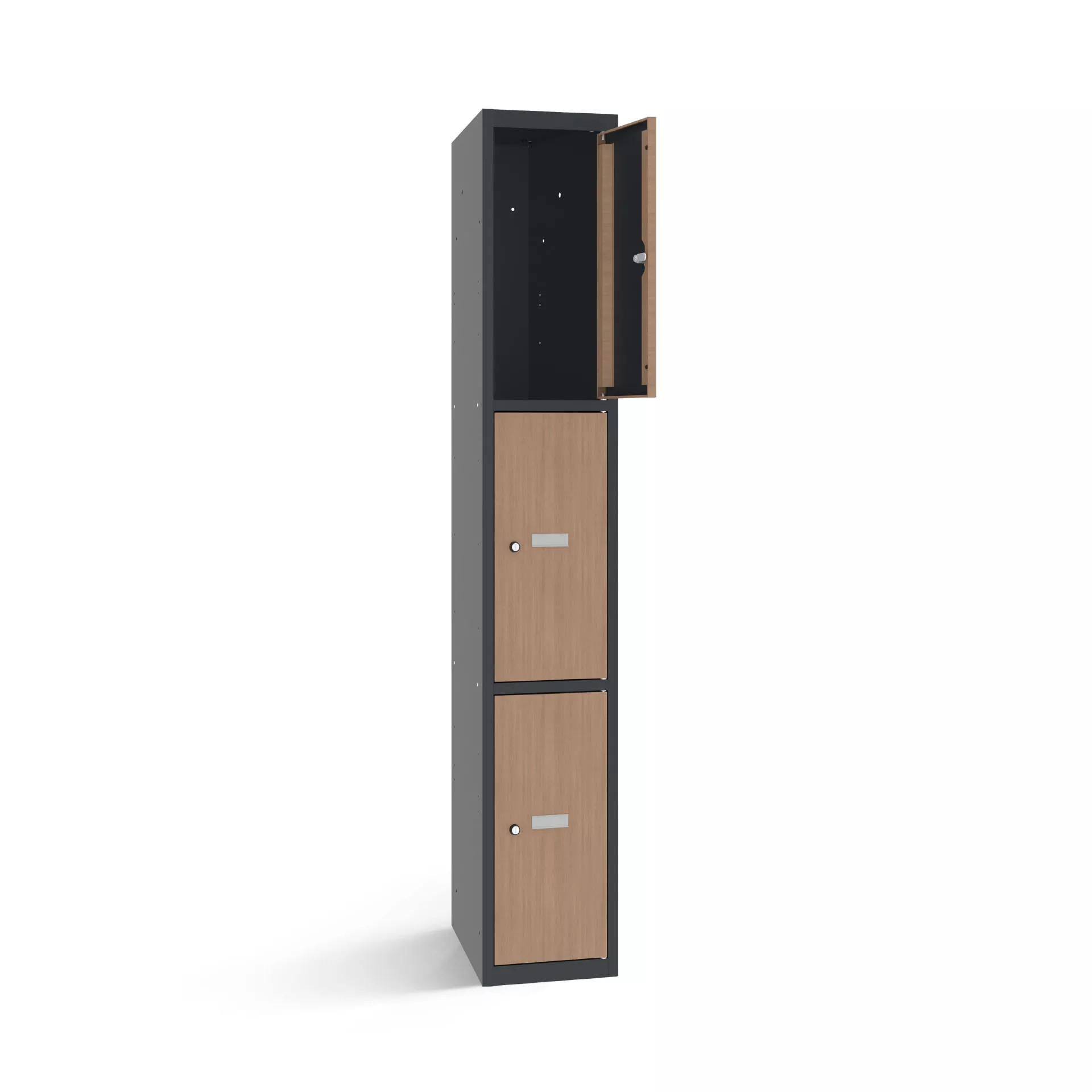 Vestiaire multicase avec 3 portes aspect bois – largeur 30 cm