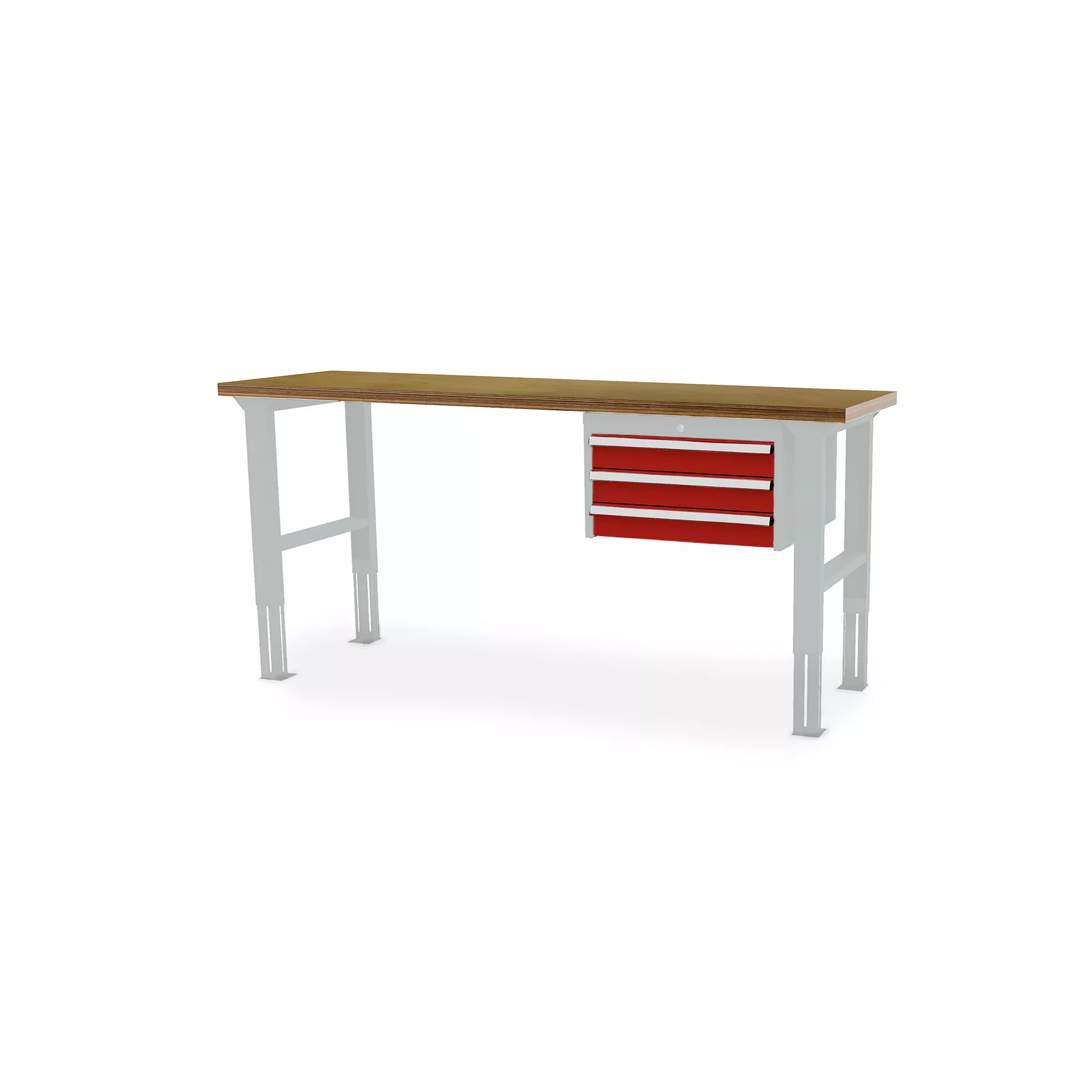 Table de travail d'atelier - ergonomique réglable en hauteur - 3 tiroirs - 2000 x 600 x 760-1060 mm
