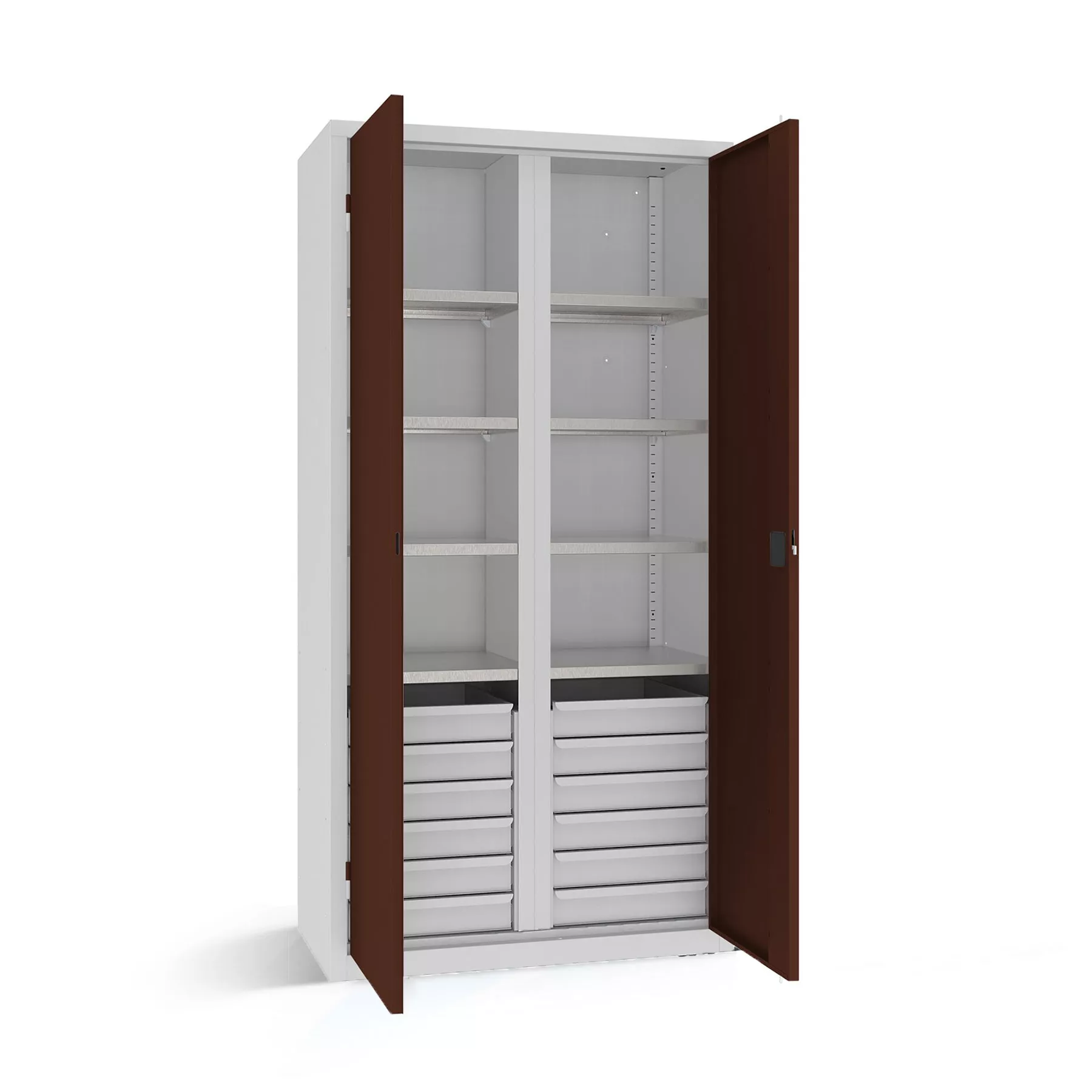 Heavy-duty workshop cabinet with 12 drawers and 6 shelves 199 x 100