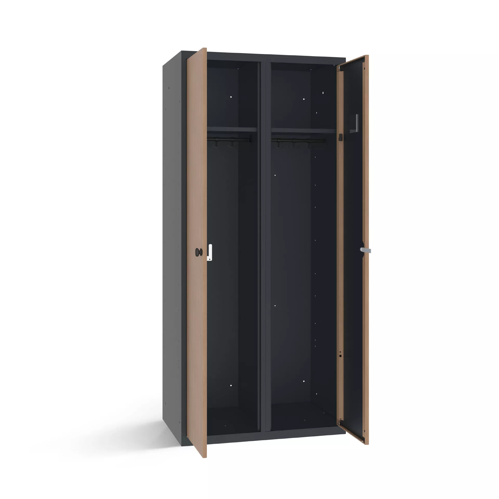 Vestiaire double avec portes aspect bois – largeur 80 cm