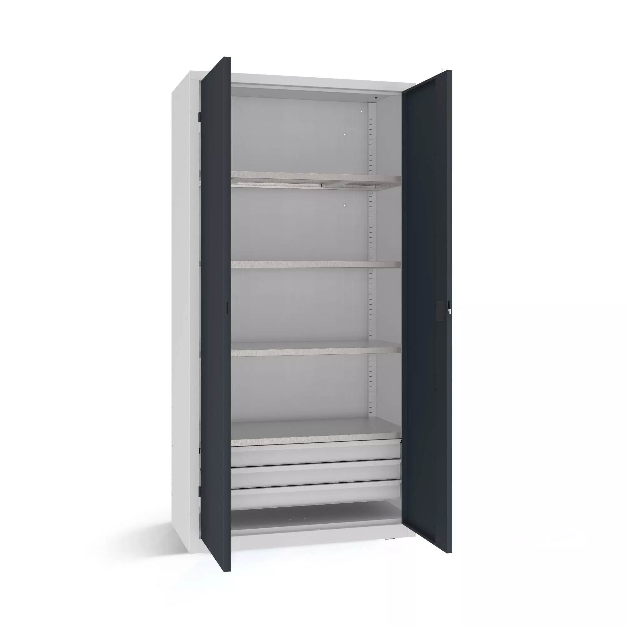 Heavy-duty workshop cabinet with shelves and drawers 199 x 100