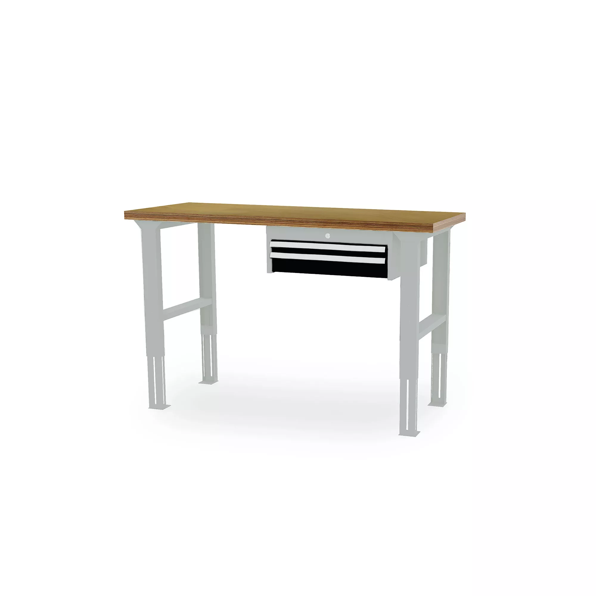 Workshop workbench - ergonomic height-adjustable - 2 drawers - 1500 x 600 x 760-1060 mm