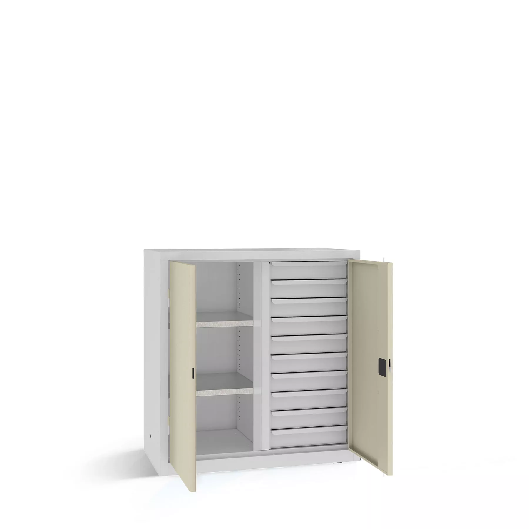 Heavy-duty workshop cabinet with 10 drawers and 2 shelves 104 x 100