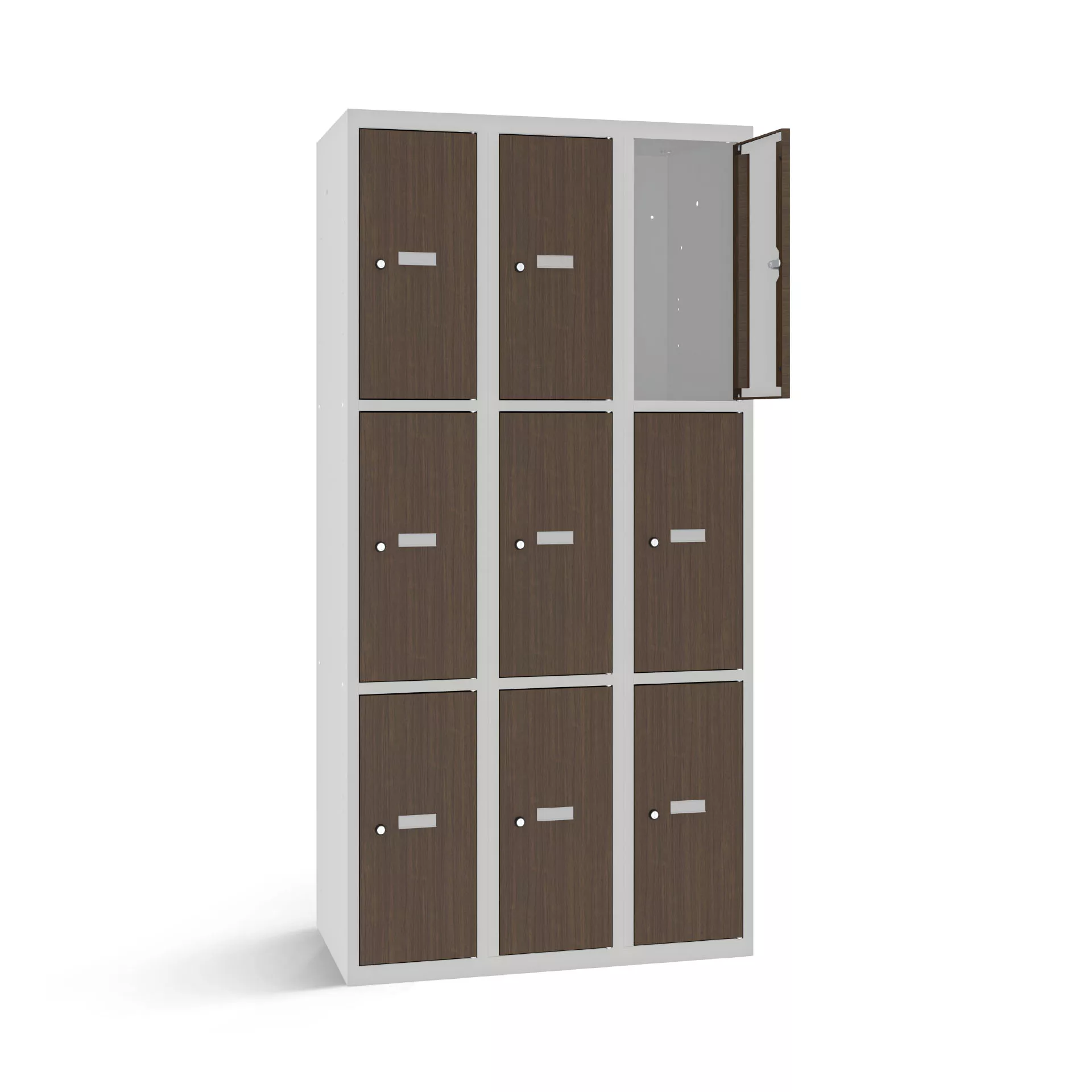 Vestiaire multicase avec 9 portes aspect bois – largeur 90 cm