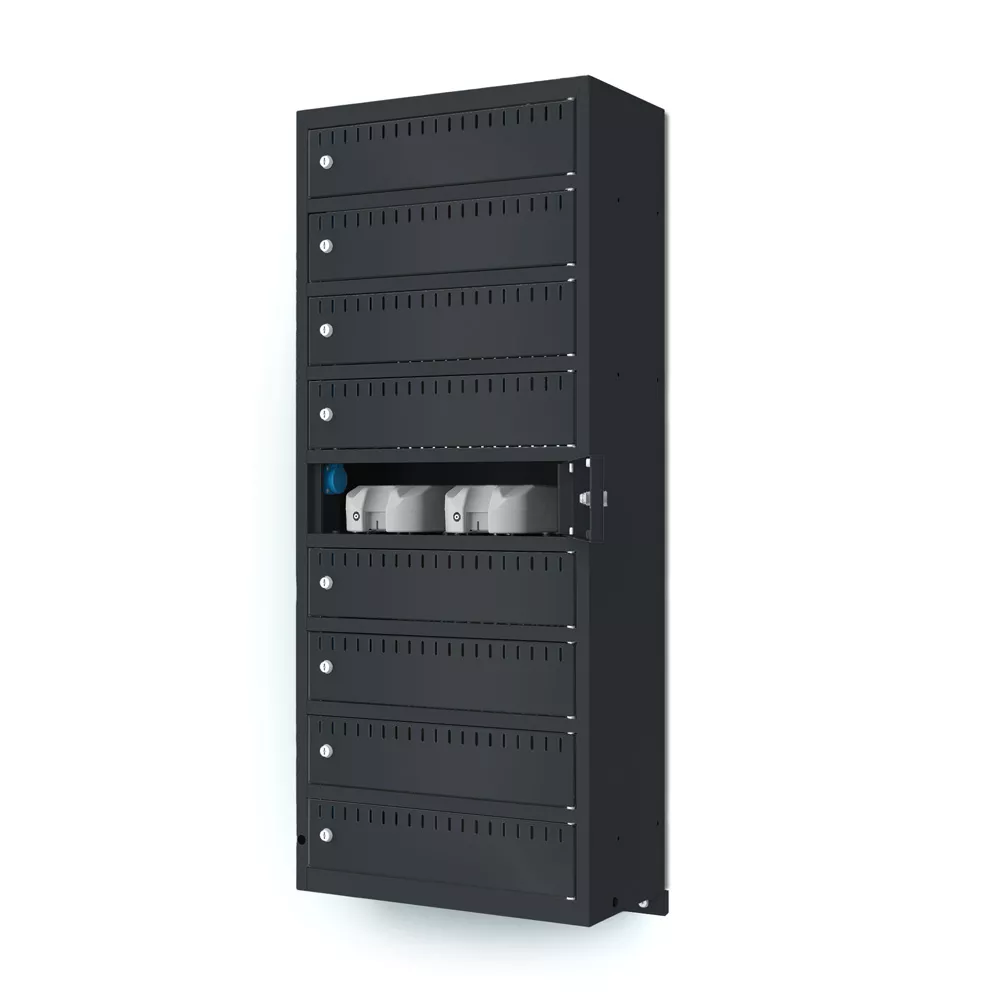 Armoire / Casiers de recharge - 9 compartiments avec prises électriques - montage mural