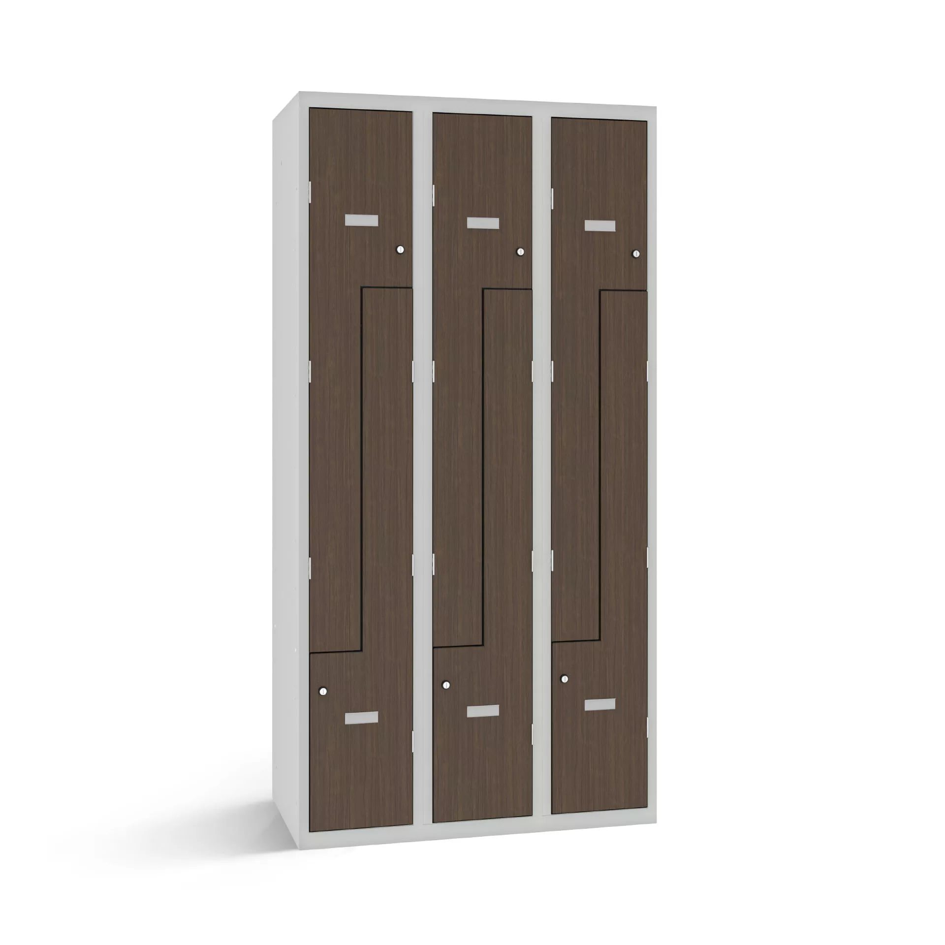 Vestiaire en L avec 6 portes aspect bois - largeur 90 cm