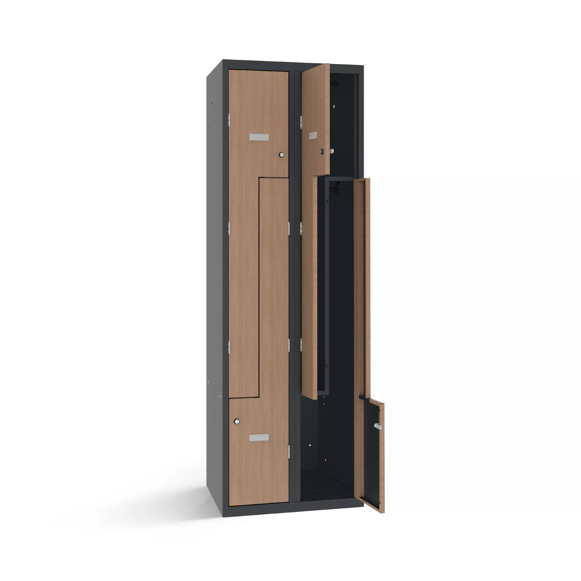 Vestiaire en L avec 4 portes aspect bois - largeur 60 cm