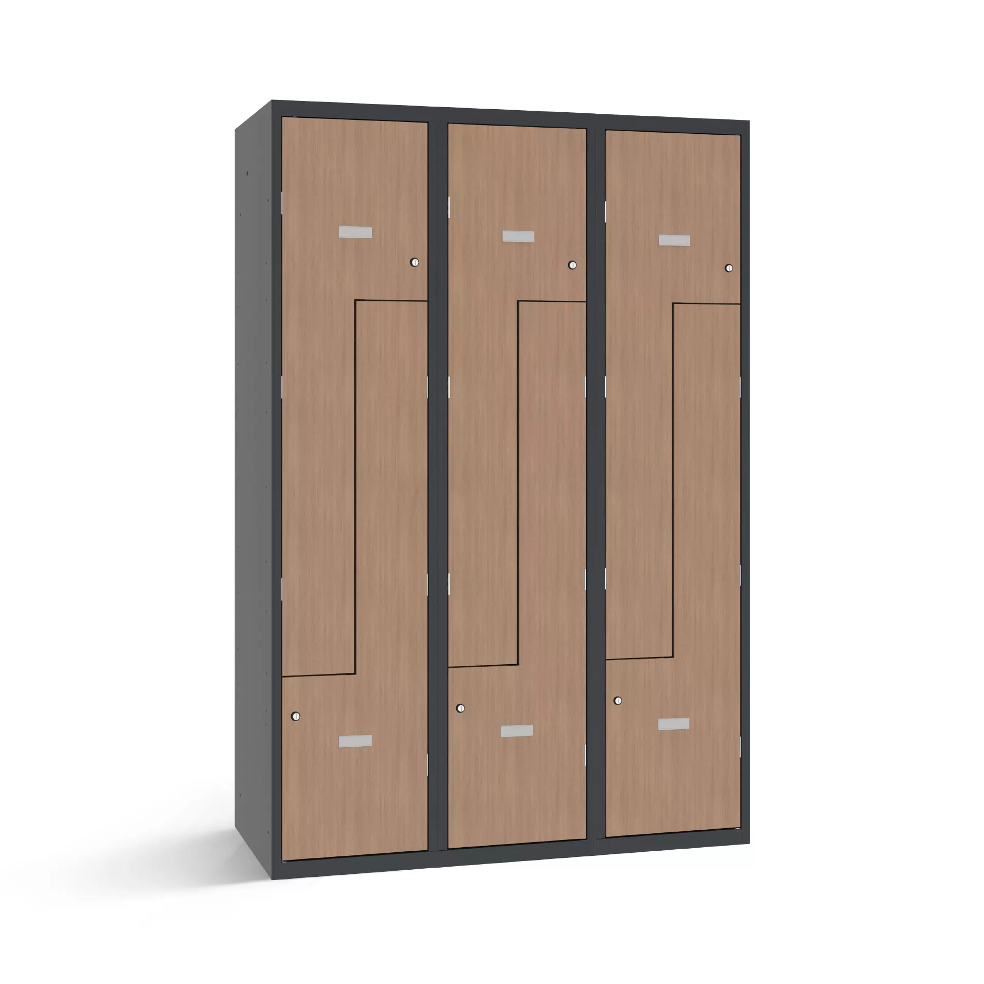 Vestiaire en L avec 6 portes aspect bois - largeur 120 cm