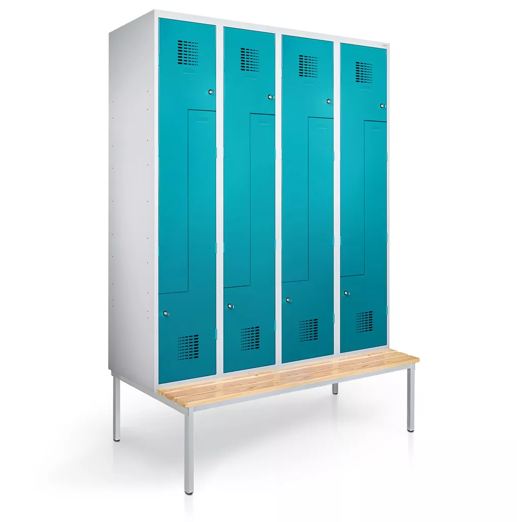 Vestiaire en L métallique - 8 portes - 120 cm de largeur