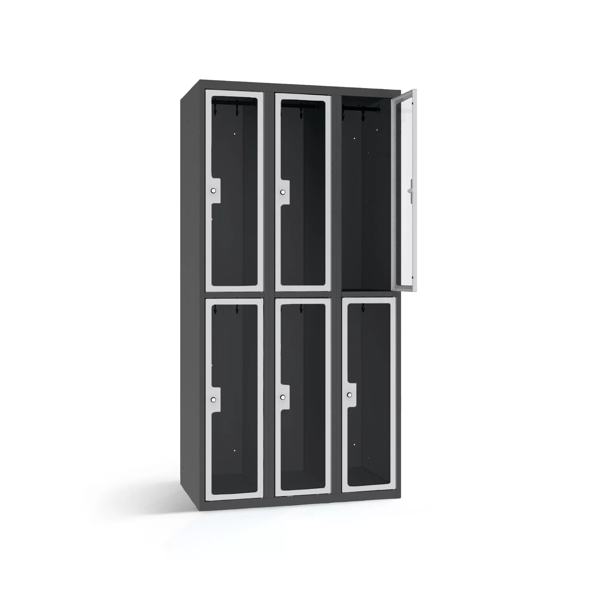 Vestiaire métallique 6 portes en plexiglas - 90 cm de largeur