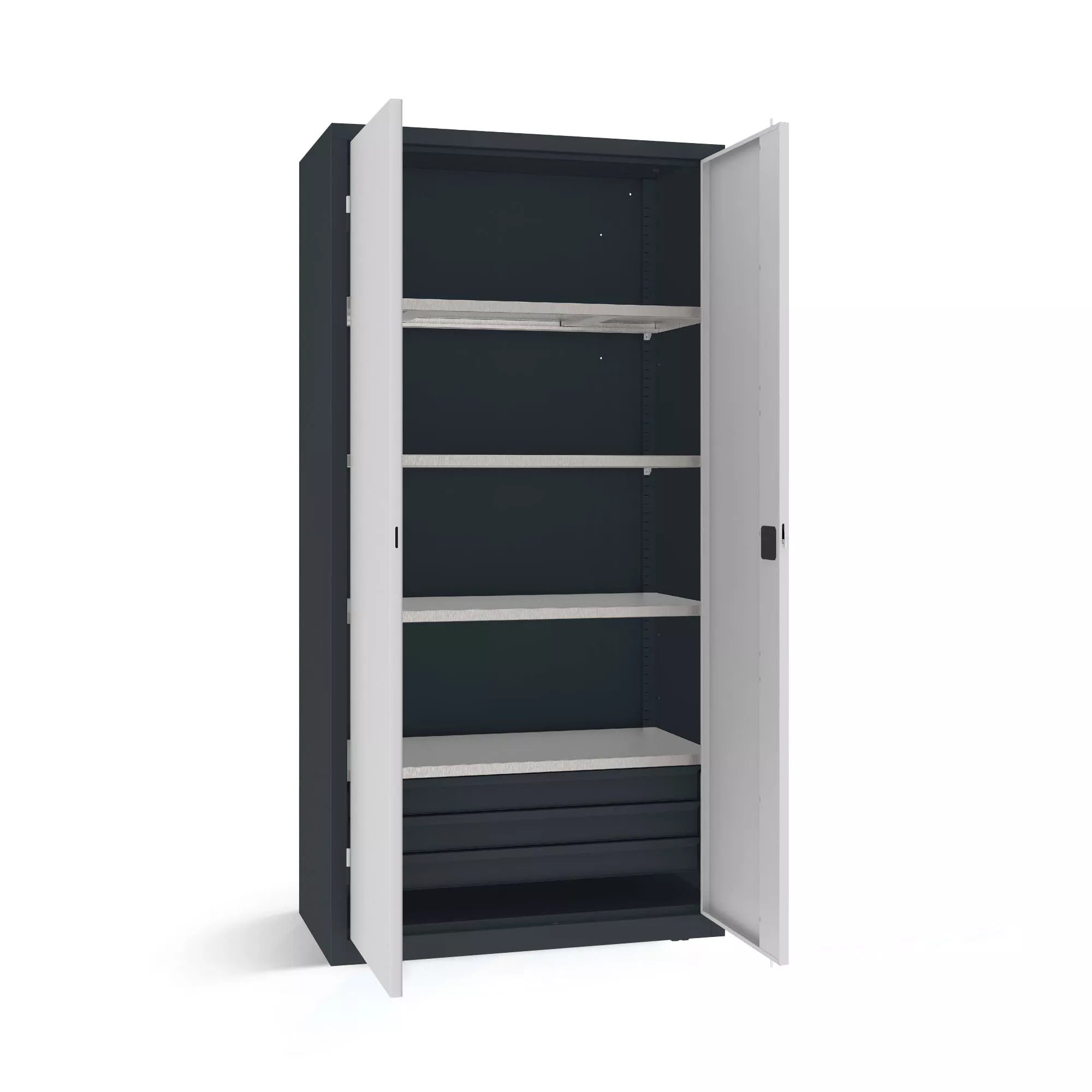 Armoire pour charges lourdes - 4 étagères, 3 tiroirs - 100 cm de largeur