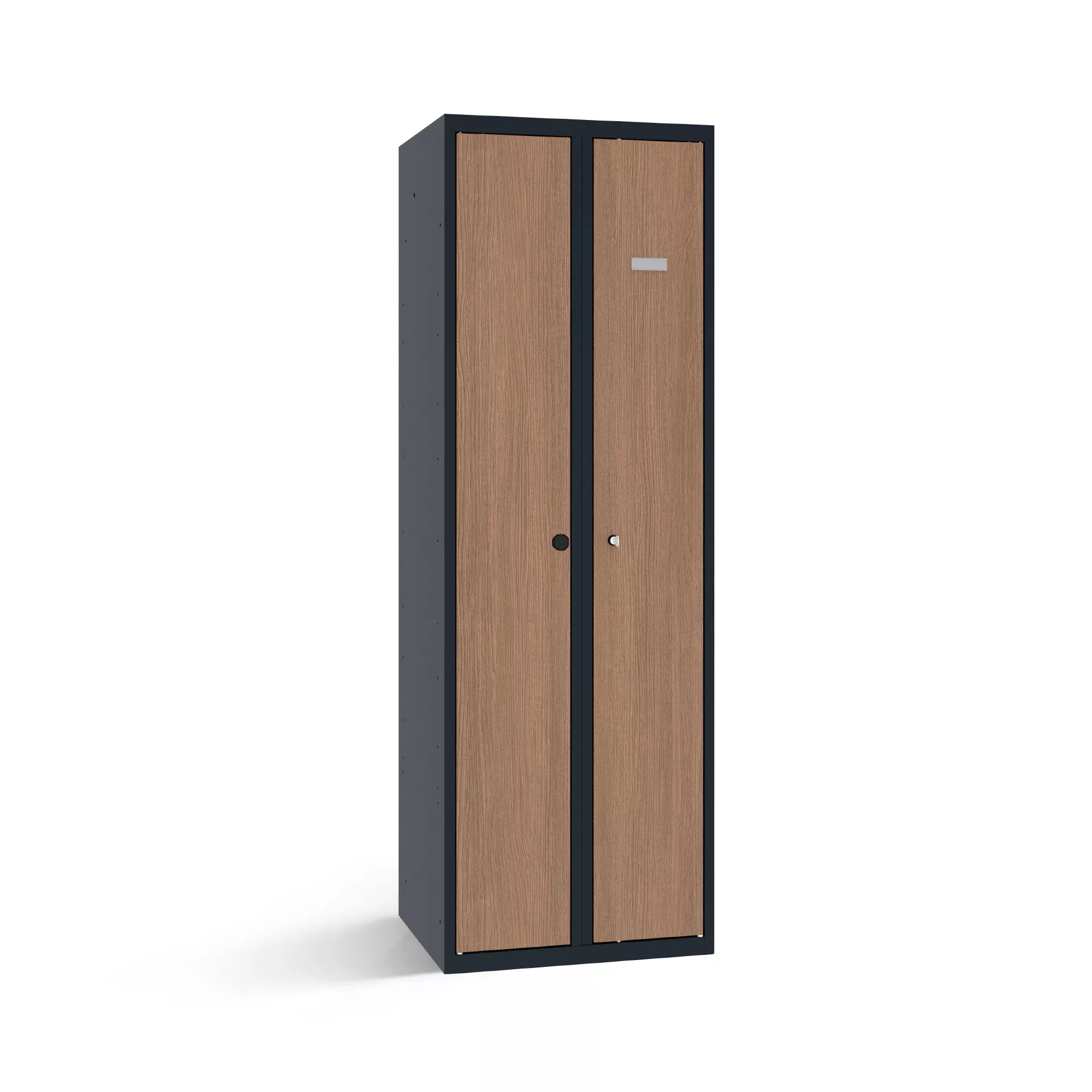 Vestiaire double avec portes aspect bois – largeur 60 cm
