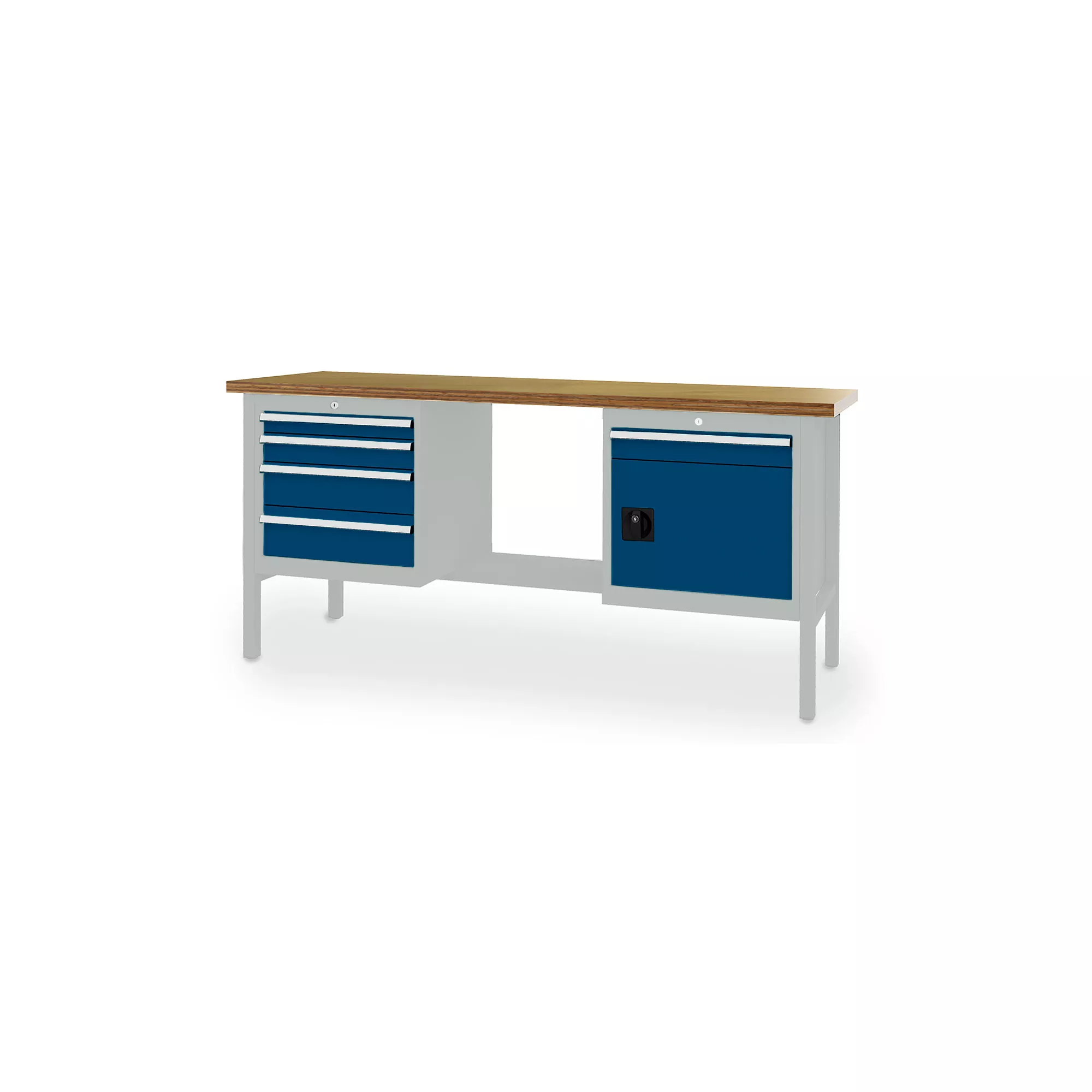 Workbench 5 drawers and lockable compartment 2000x600x960