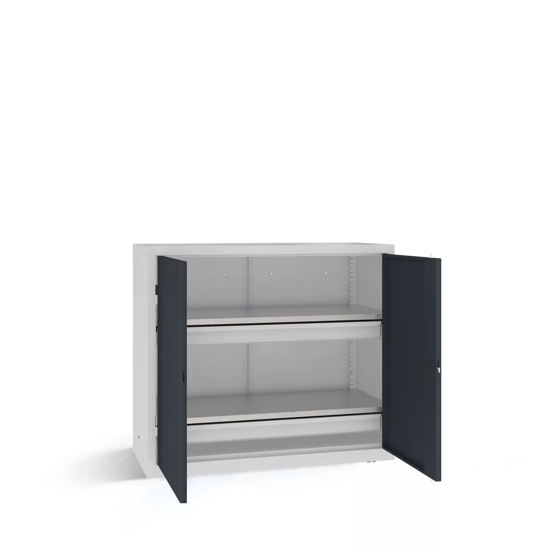 Heavy-duty workshop cabinet with shelves and drawers 104 x 120