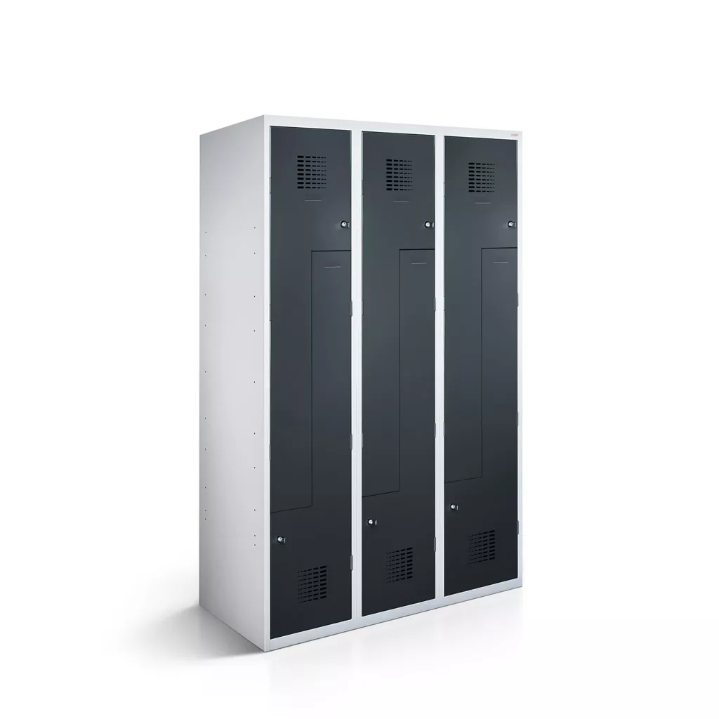 Vestiaire en L métallique - 6 portes - 120 cm de largeur
