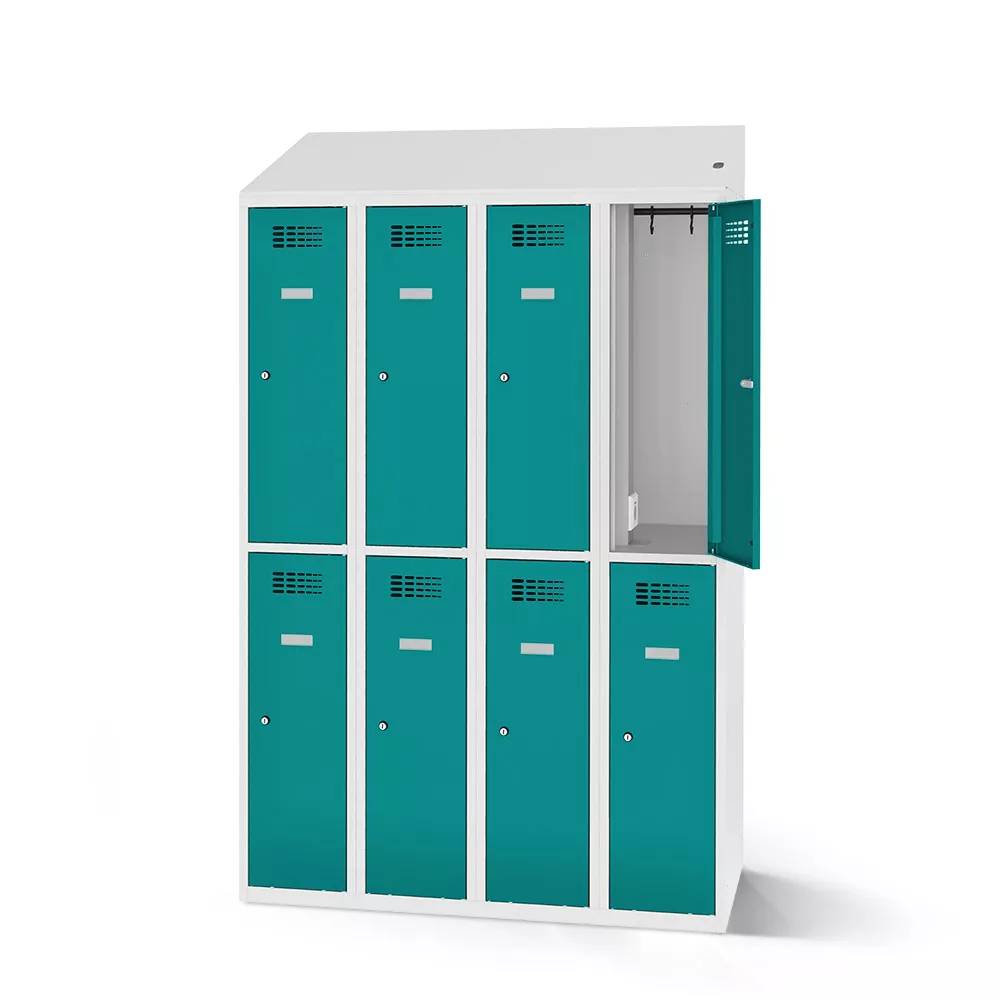 Vestiaire métallique 8 portes - avec fonction de recharge - 120 cm de largeur