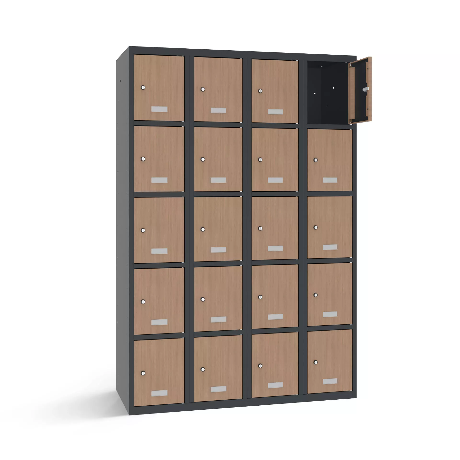 Vestiaire multicase avec 20 portes aspect bois – largeur 120 cm
