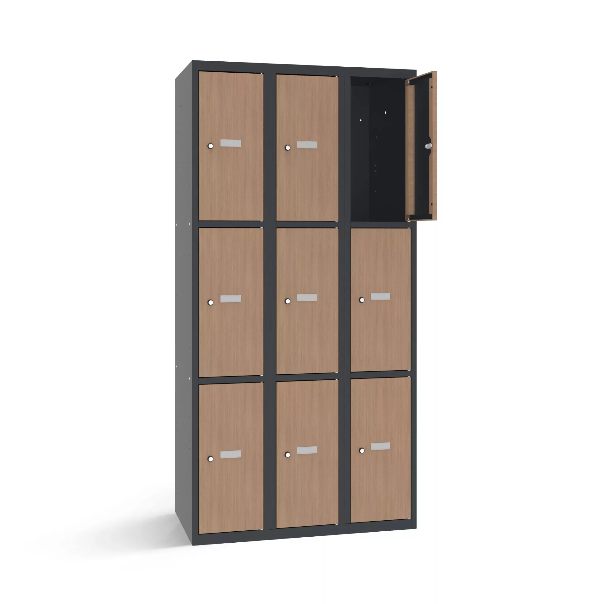 Vestiaire multicase avec 9 portes aspect bois – largeur 90 cm