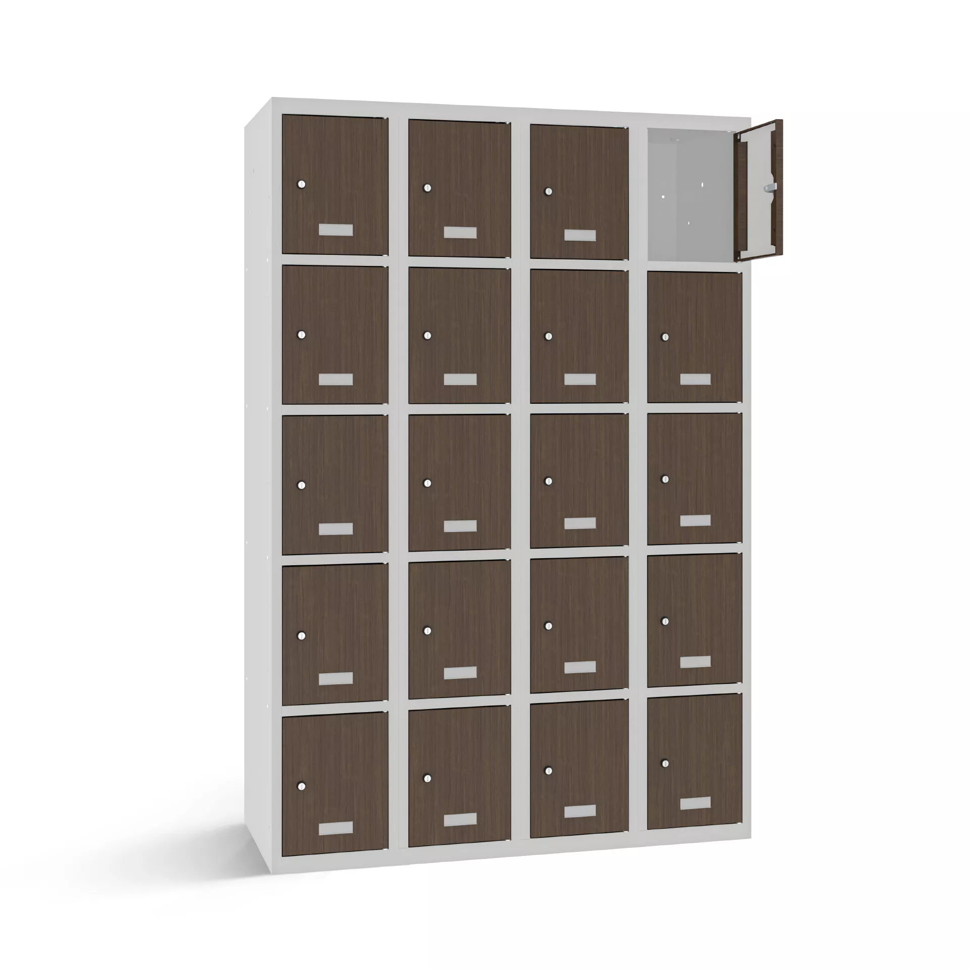 Vestiaire multicase avec 20 portes aspect bois – largeur 120 cm