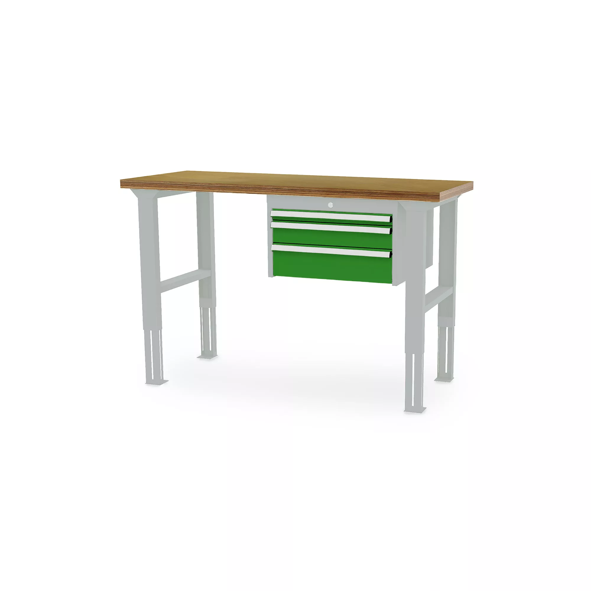 Workshop workbench - ergonomic height-adjustable - 3 drawers - 1500 x 600 x 760-1060 mm