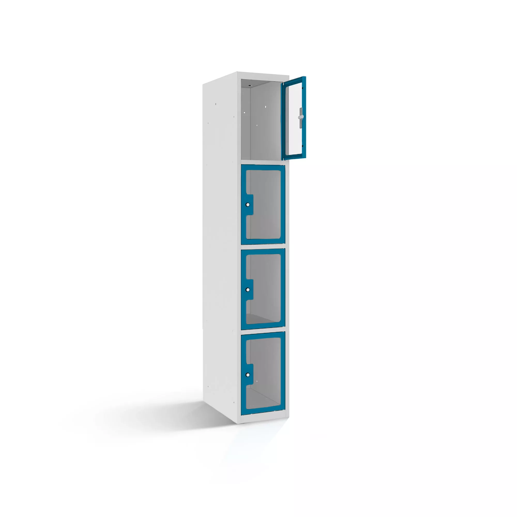 Compartment cabinet with plexiglass doors 4 compartments width 30 cm