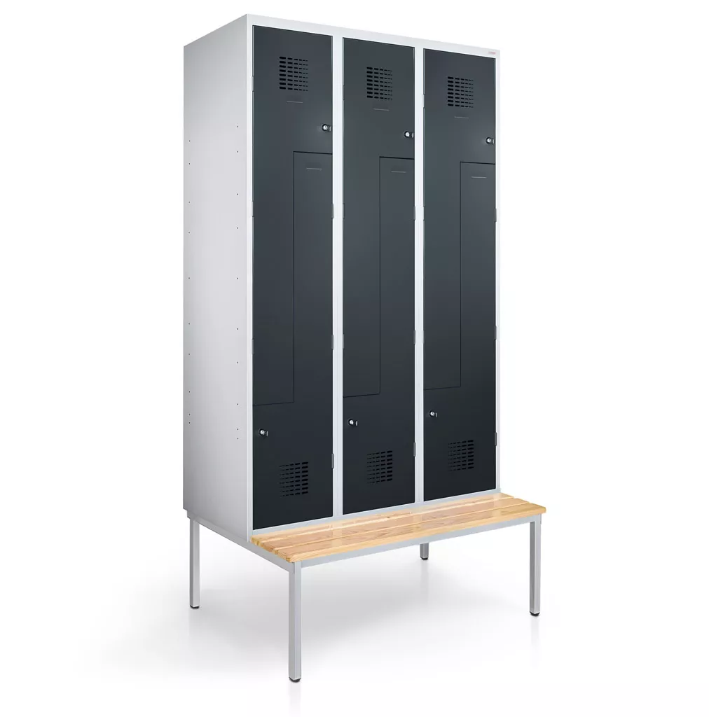Vestiaire en L métallique - 6 portes - 120 cm de largeur