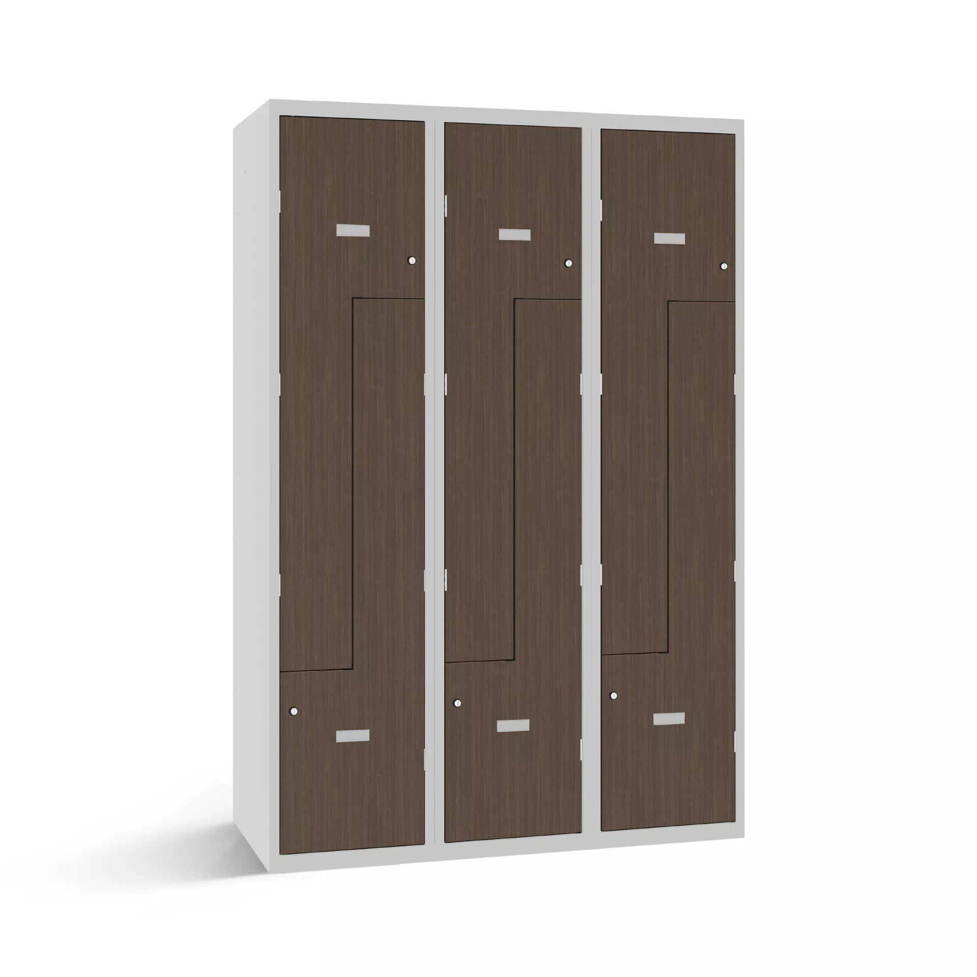 Vestiaire en L avec 6 portes aspect bois - largeur 120 cm